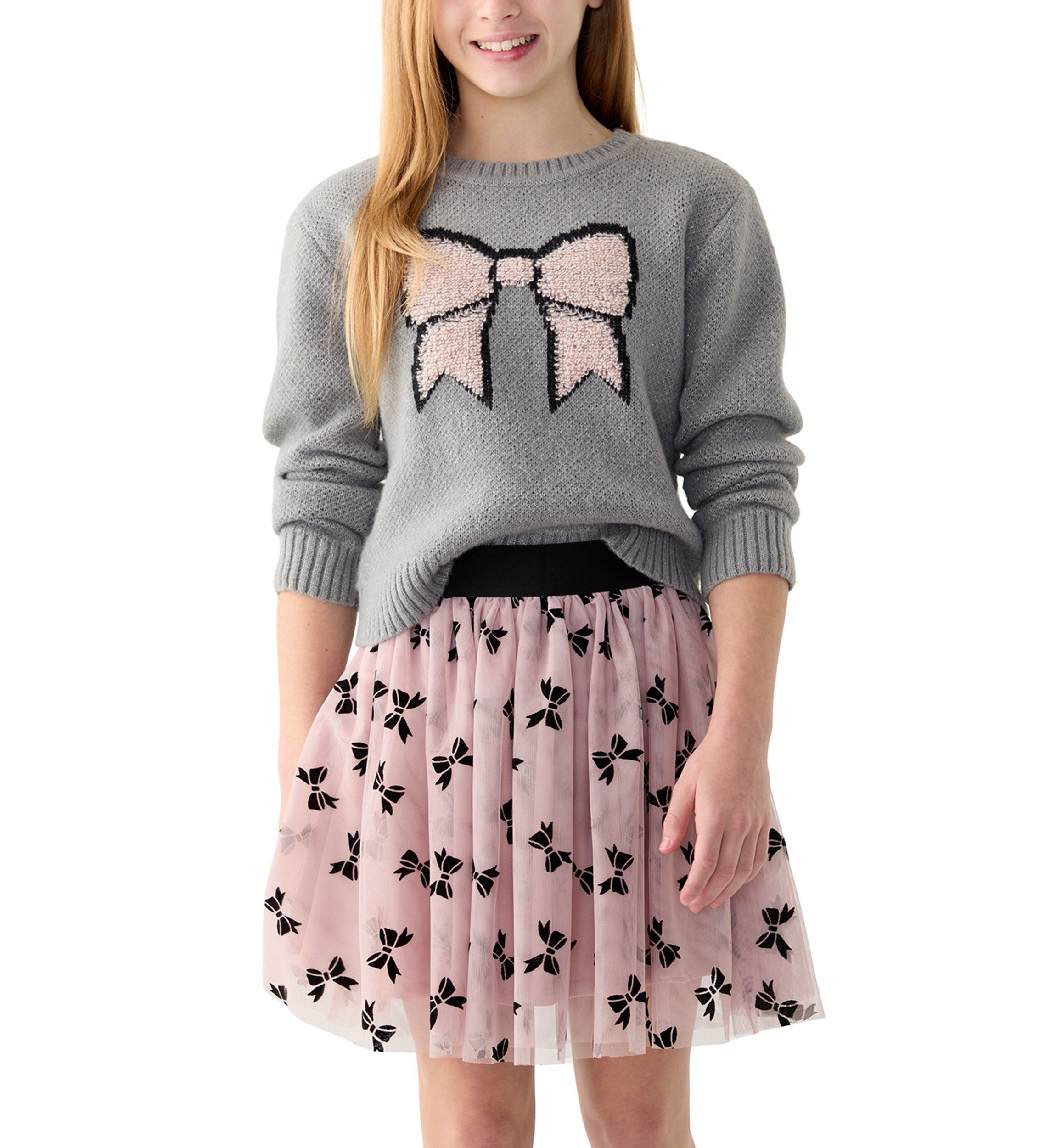 Girls 7-16 Bow Icon Sweater