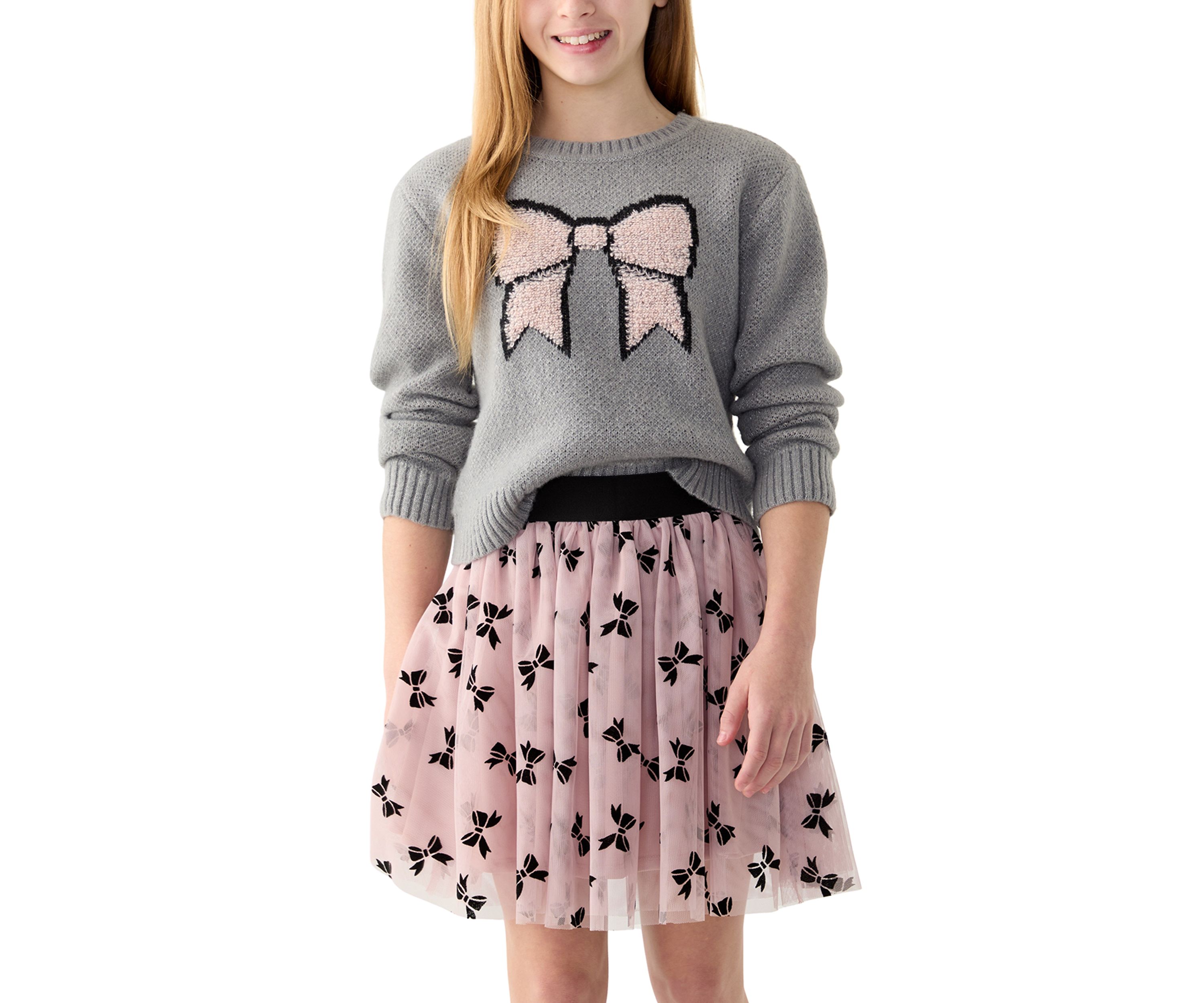 Girls 7-16 Bow Icon Sweater