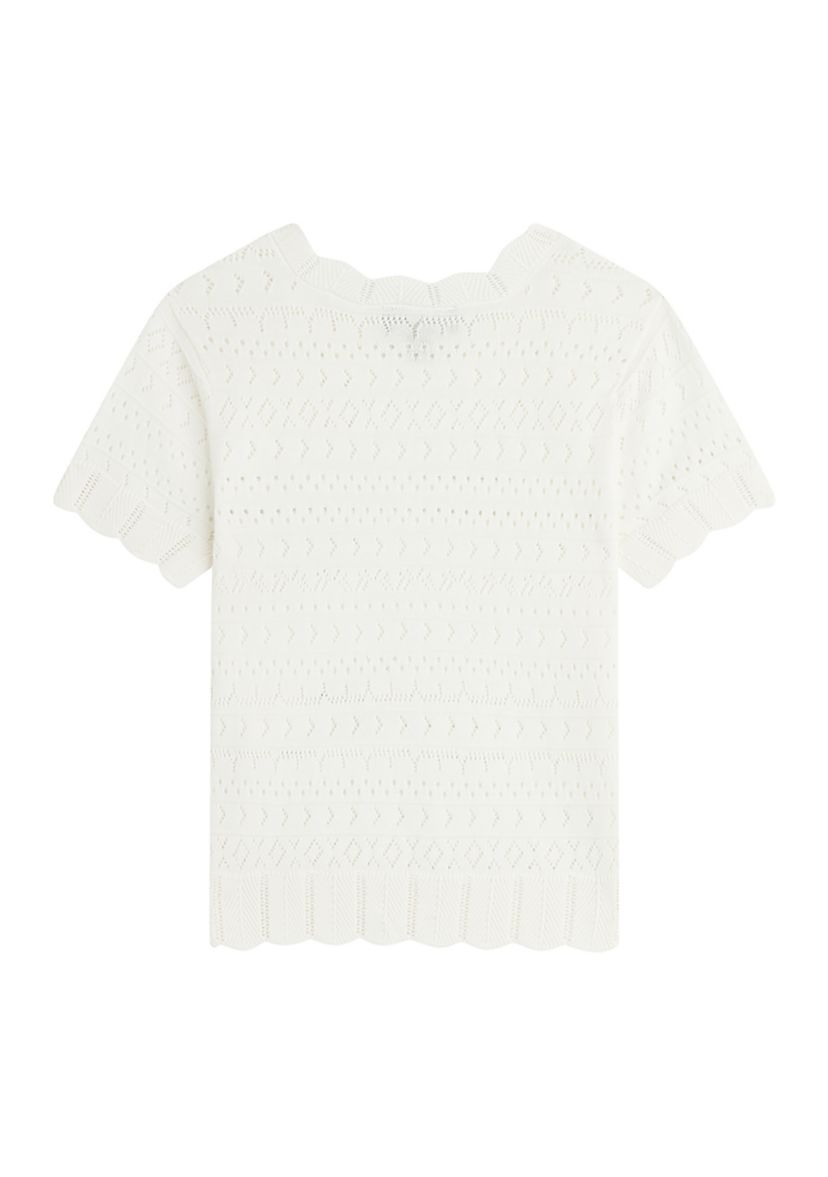 Girls 7-16 Short Sleeve Open Work Sweater Top