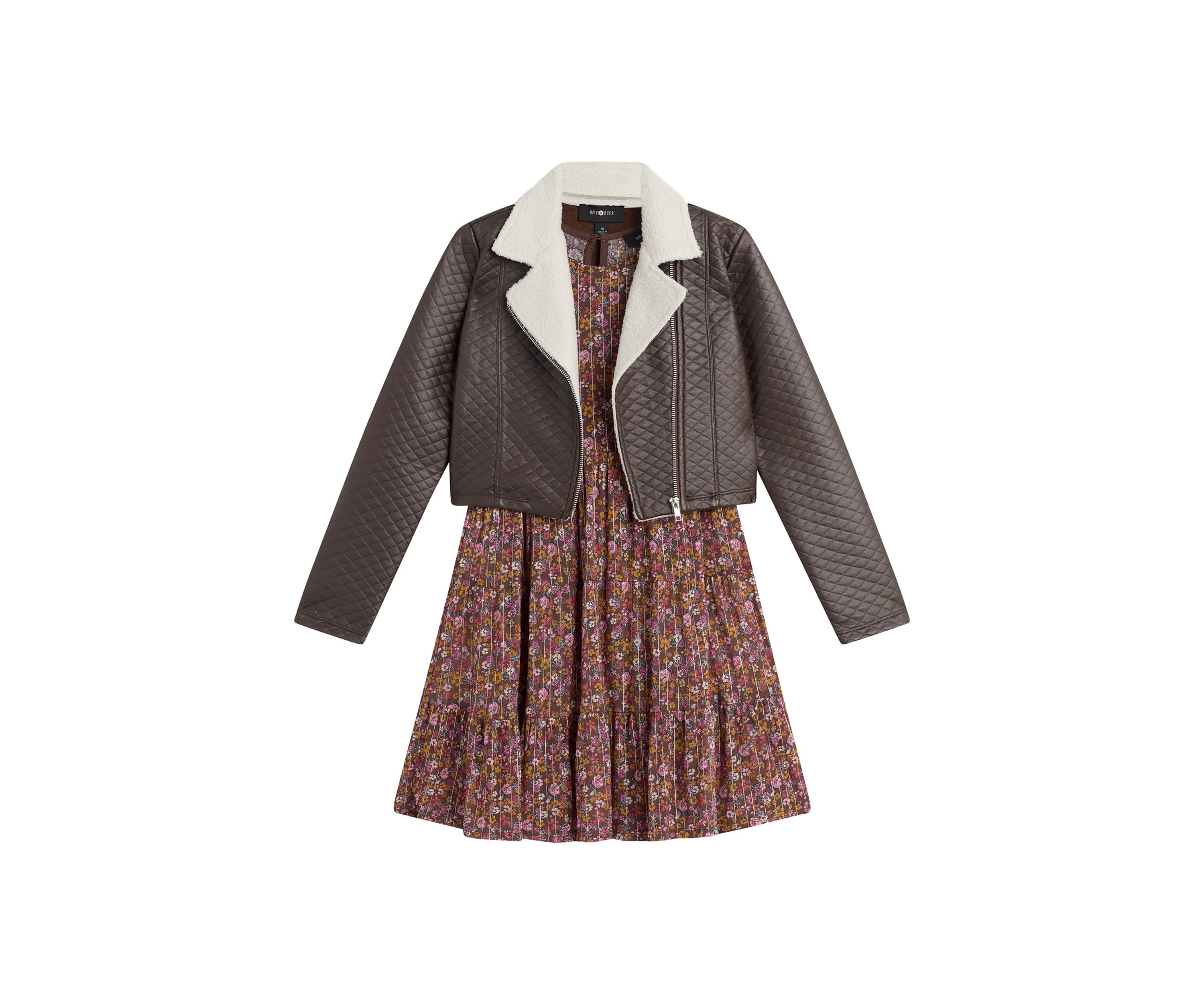 Girls 7-16 Pleather Jacket and Dress Set