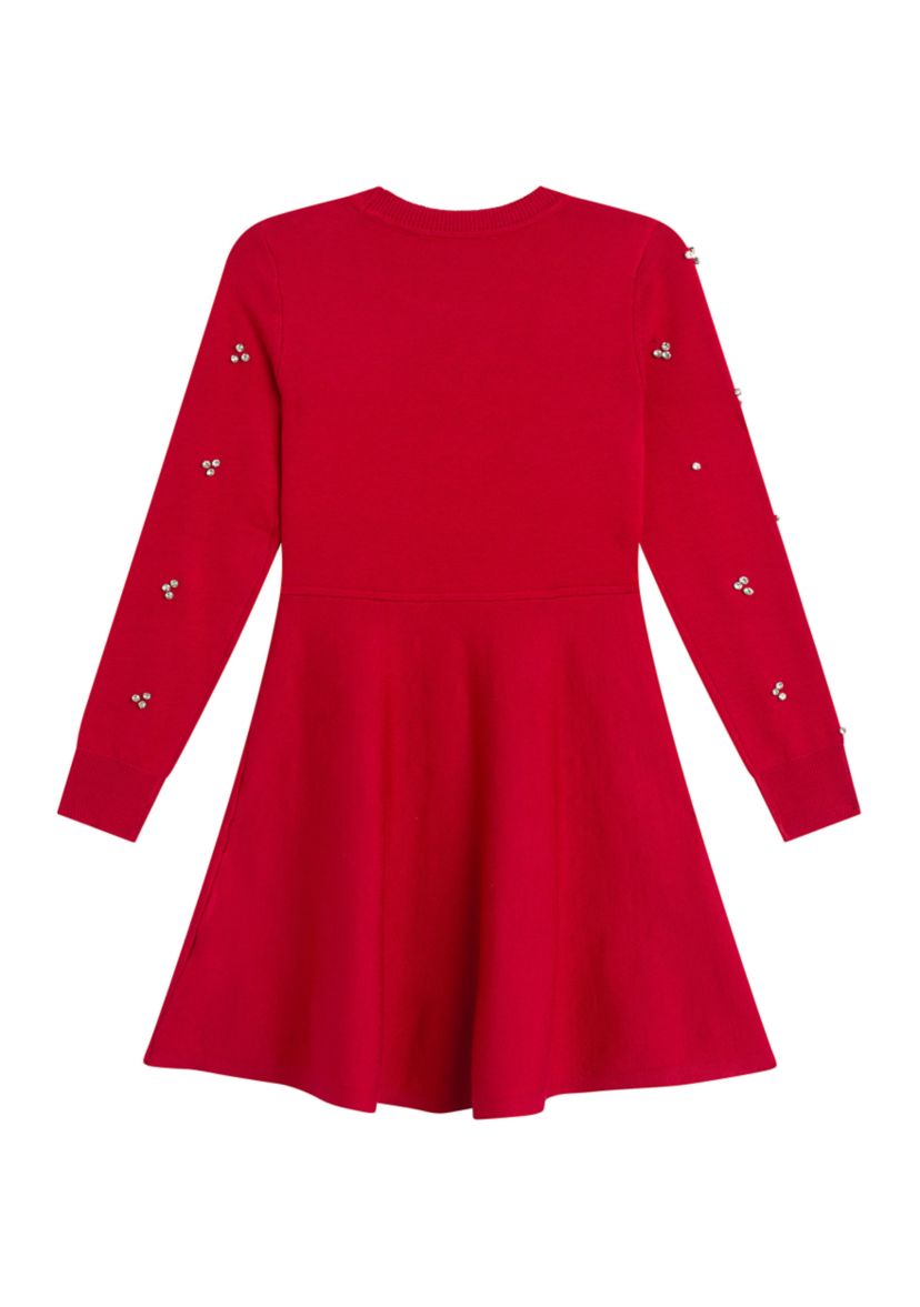 Girls 7–16 Pearl Rhinestone Sweater Dress