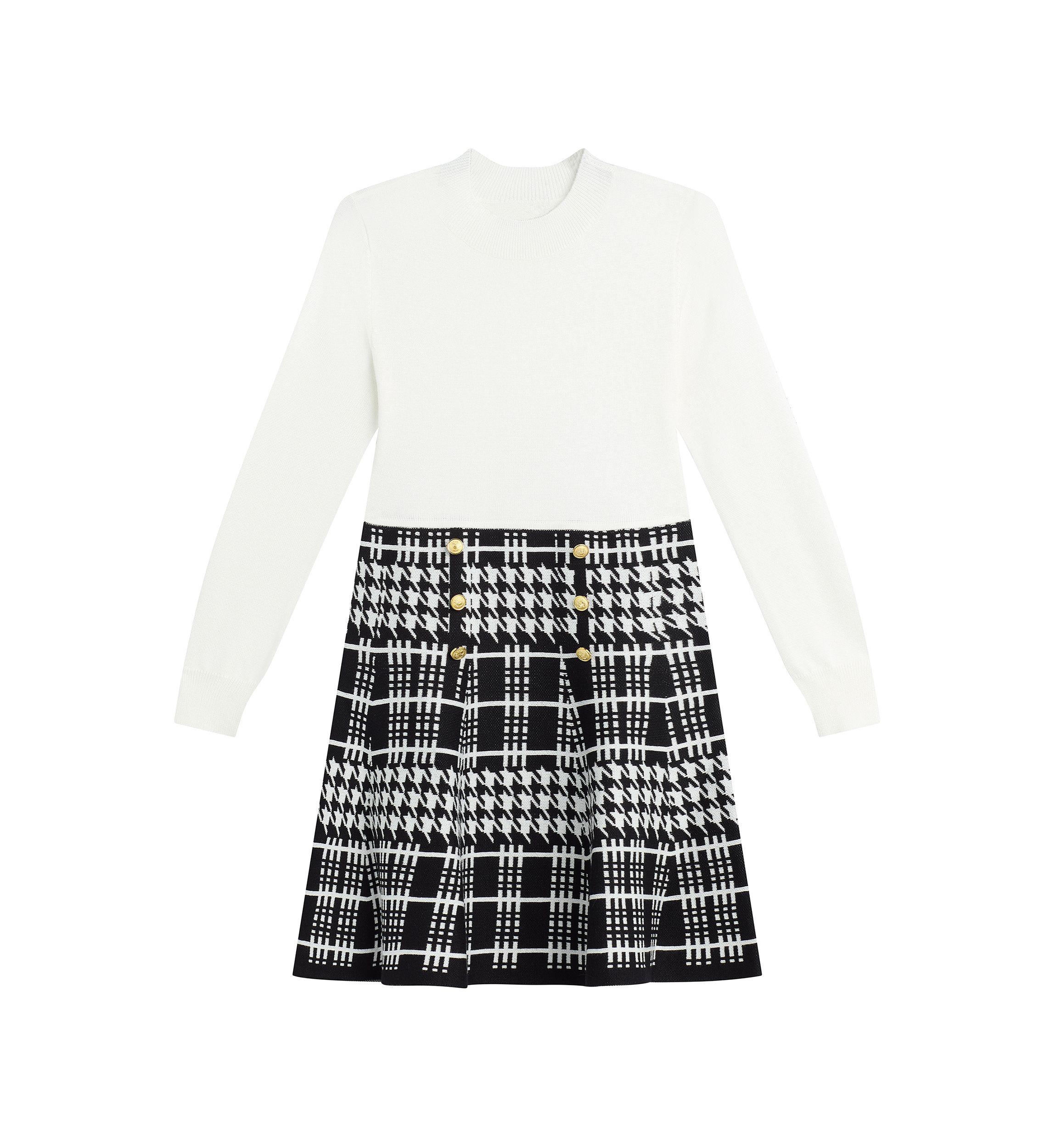 Girls 7-16 Fit and Flare Plaid Sweater Dress