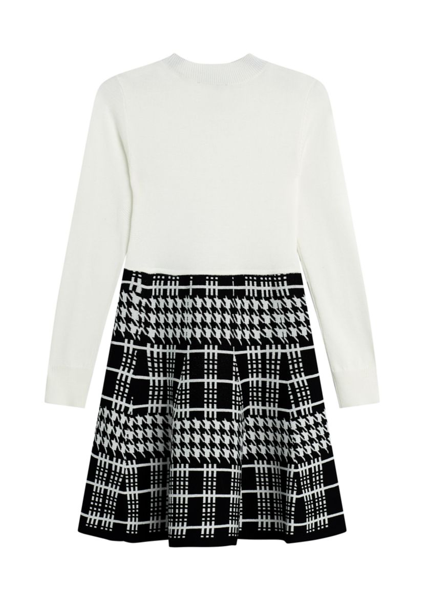 Girls 7-16 Fit and Flare Plaid Sweater Dress