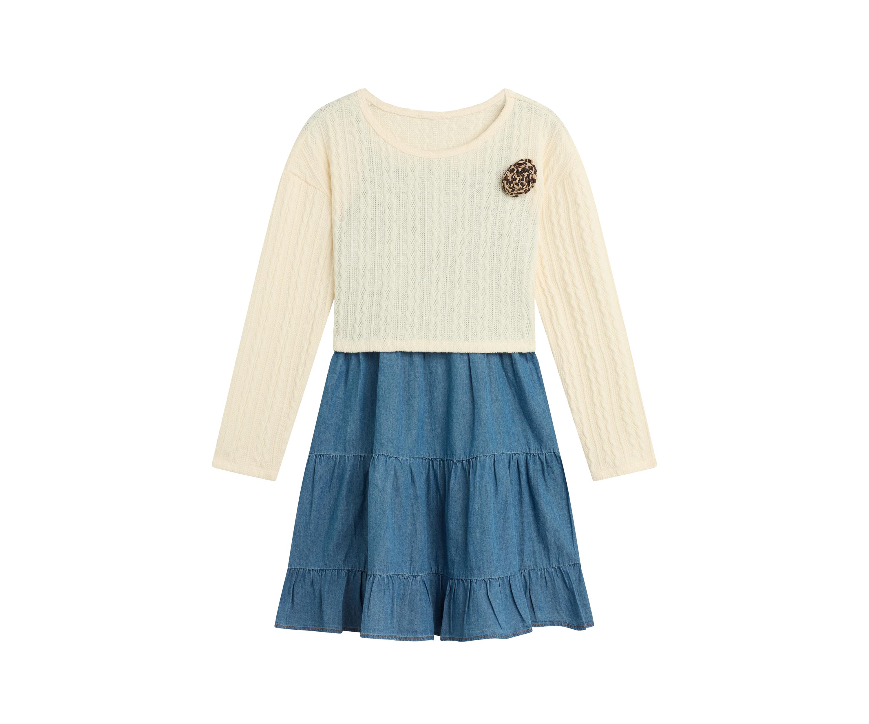 Girls 7-16 Pullover Crew to Denim Dress