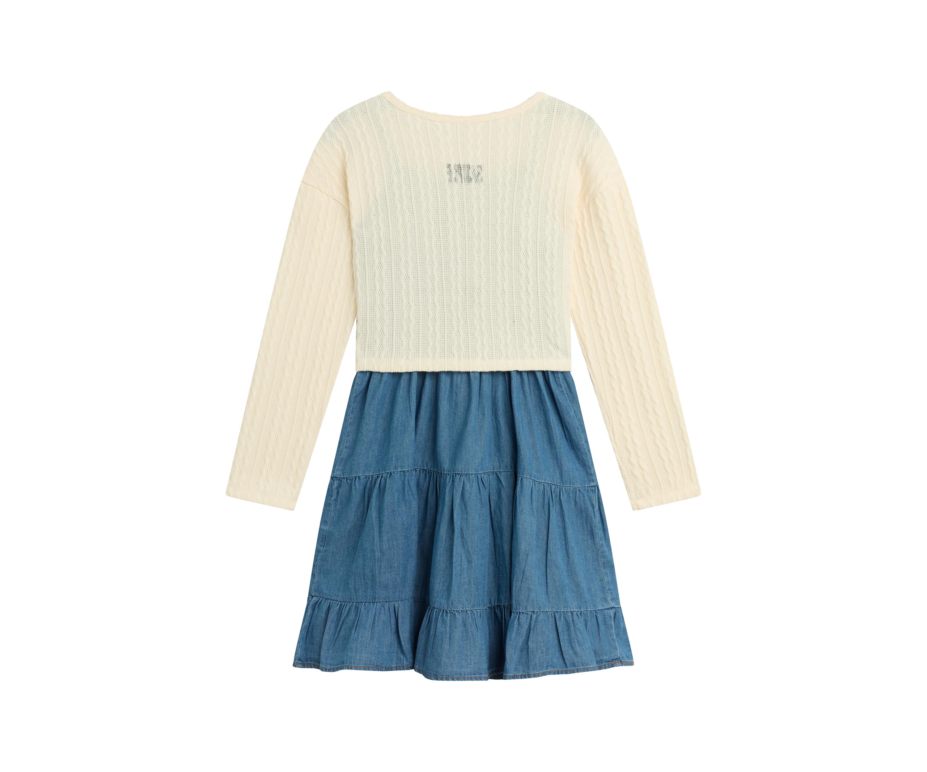 Girls 7-16 Pullover Crew to Denim Dress