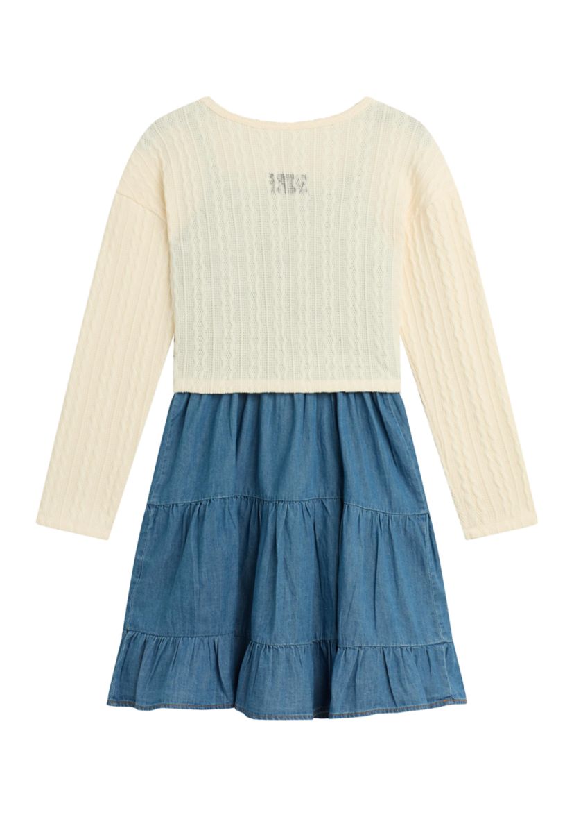 Girls 7-16 Pullover Crew to Denim Dress