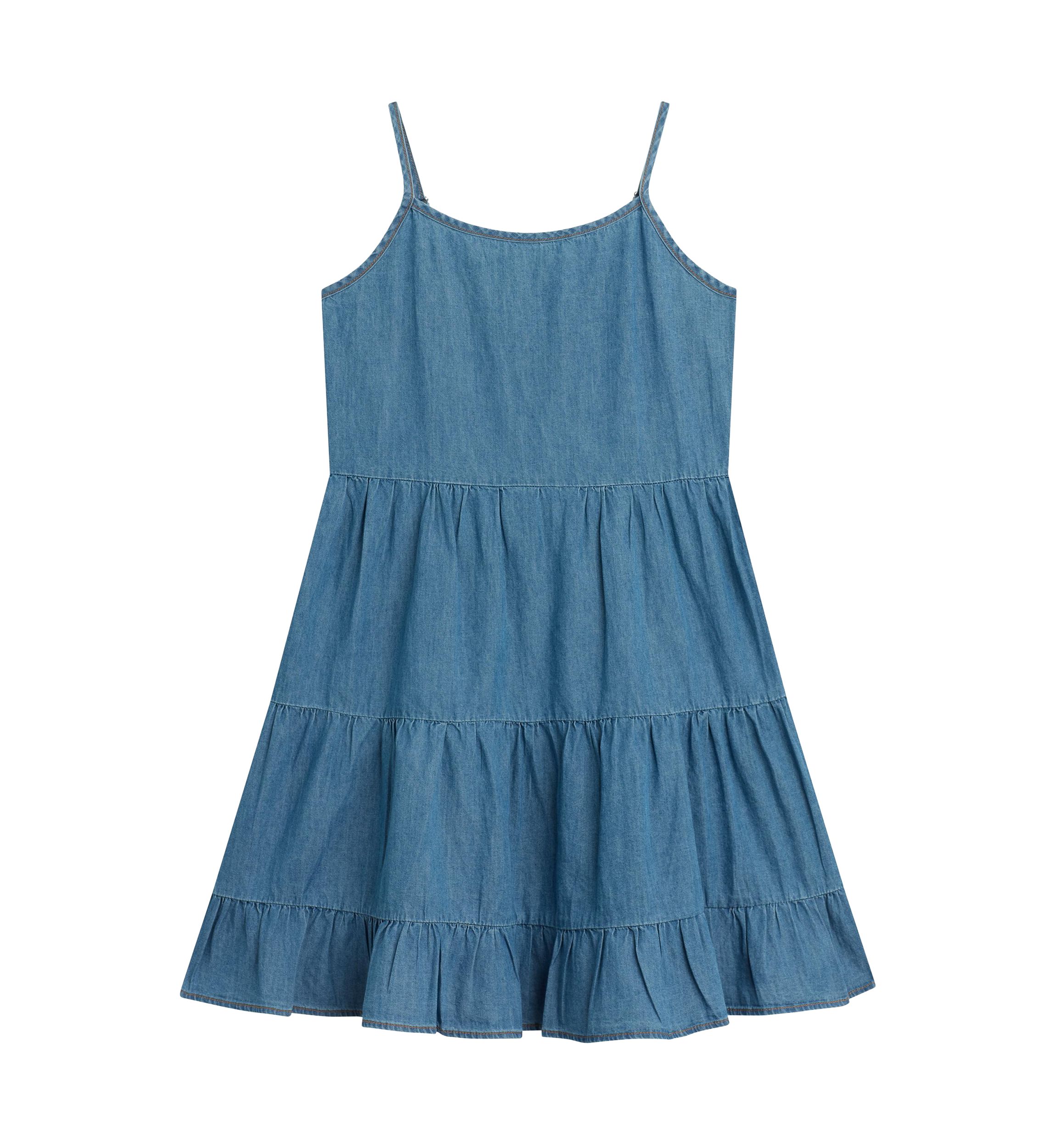 Girls 7-16 Pullover Crew to Denim Dress