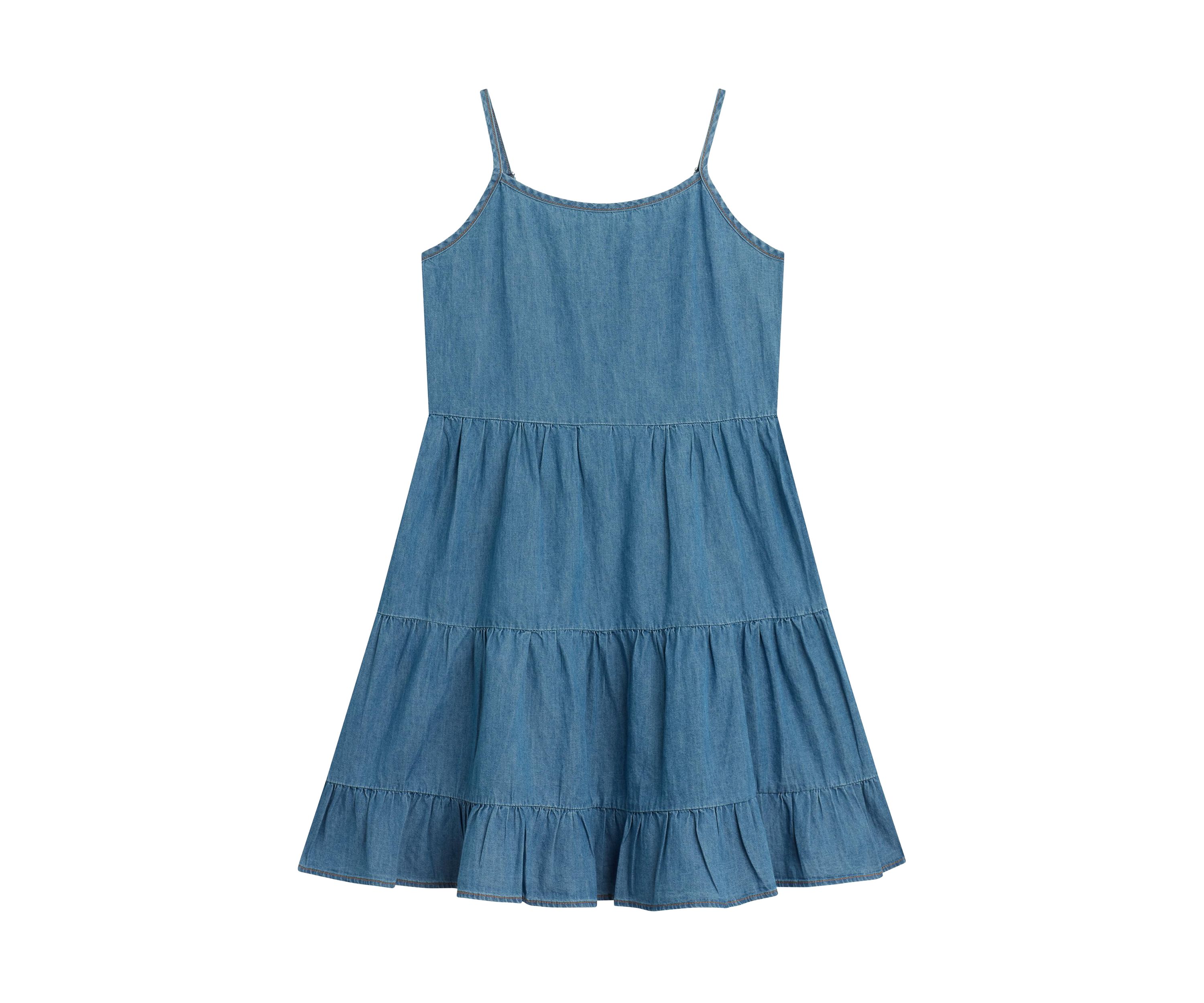 Girls 7-16 Pullover Crew to Denim Dress