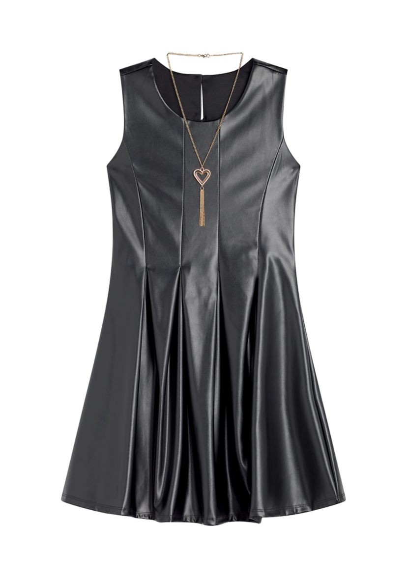 Girls 7-16 Pleather Skater Dress