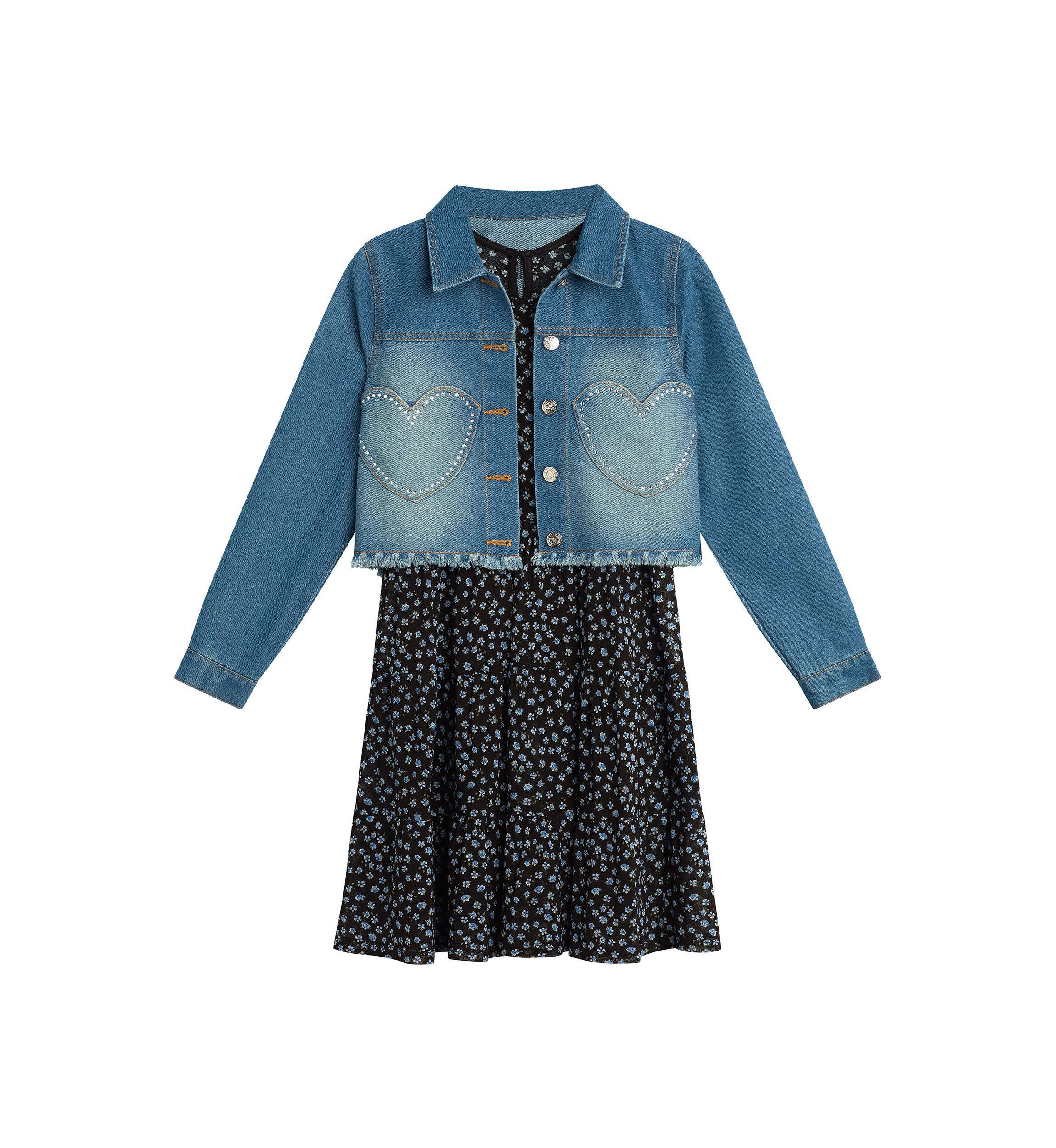 Girls 7-16 Jacket and Heart Dress Set 