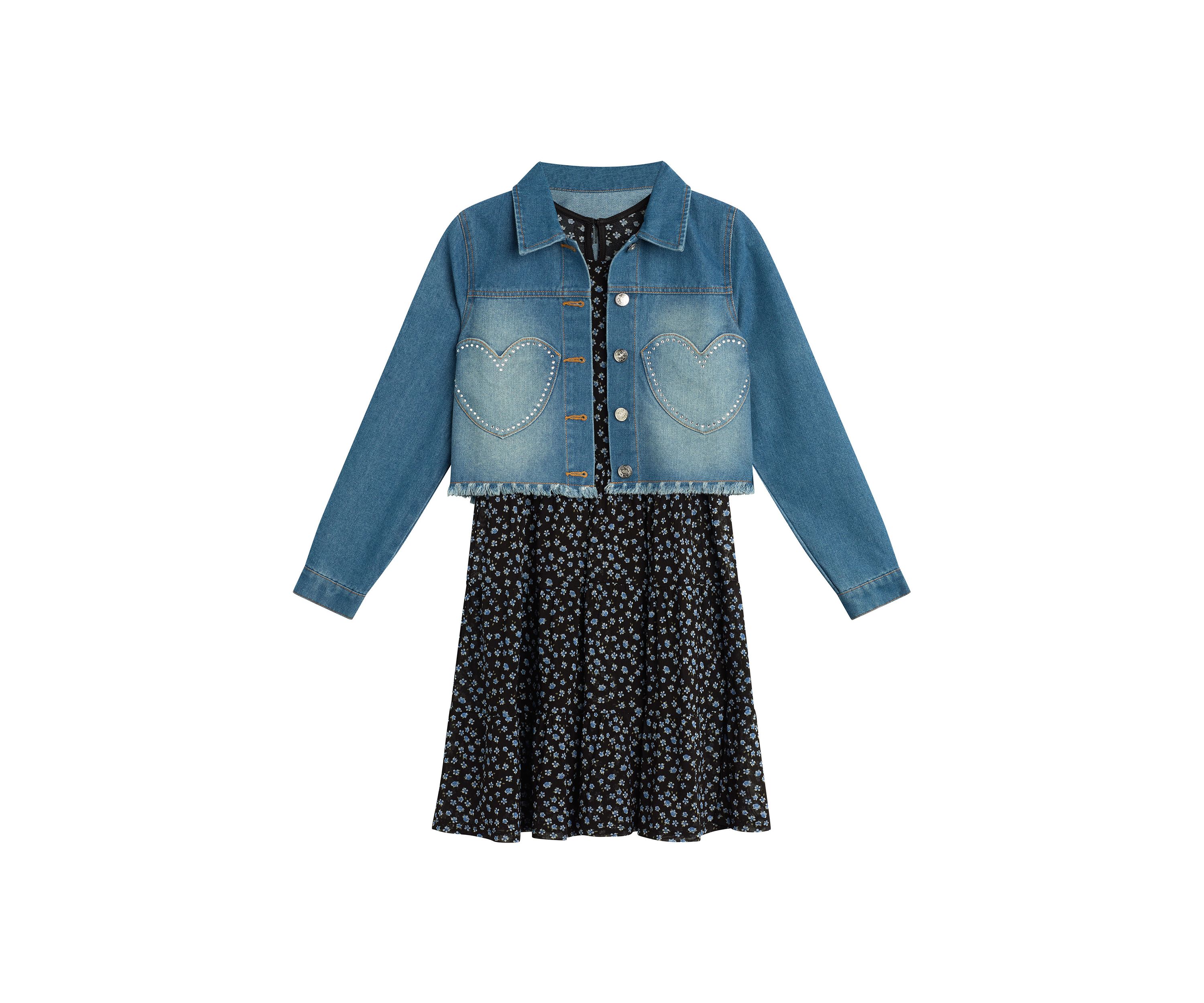 Girls 7-16 Jacket and Heart Dress Set 