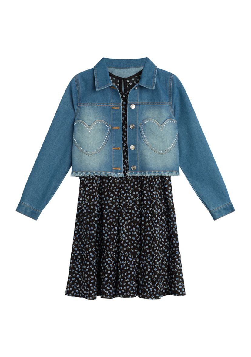 Girls 7-16 Jacket and Heart Dress Set 