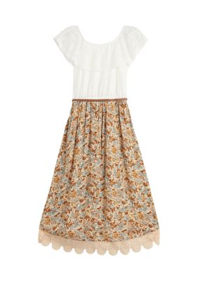 Amy Byer Big Girls' Top with Lace Inset Bell Sleeves, White, Small :  : Clothing, Shoes & Accessories