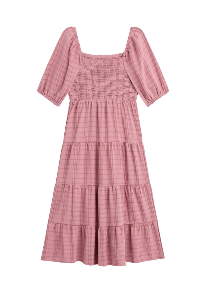 Girls 7-16 Plaid Printed Jacquard Dress