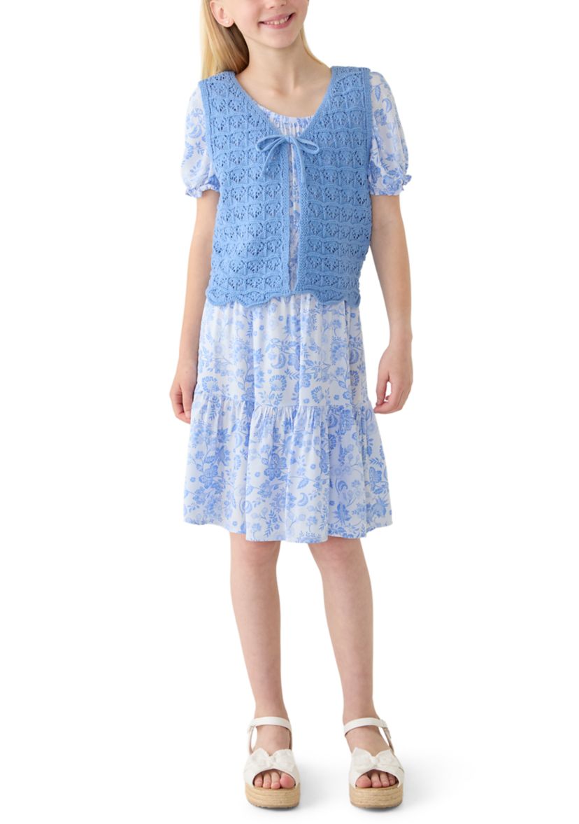 Amy Byer Girls 7-16 Floral Vest Sweater Dress | Belk