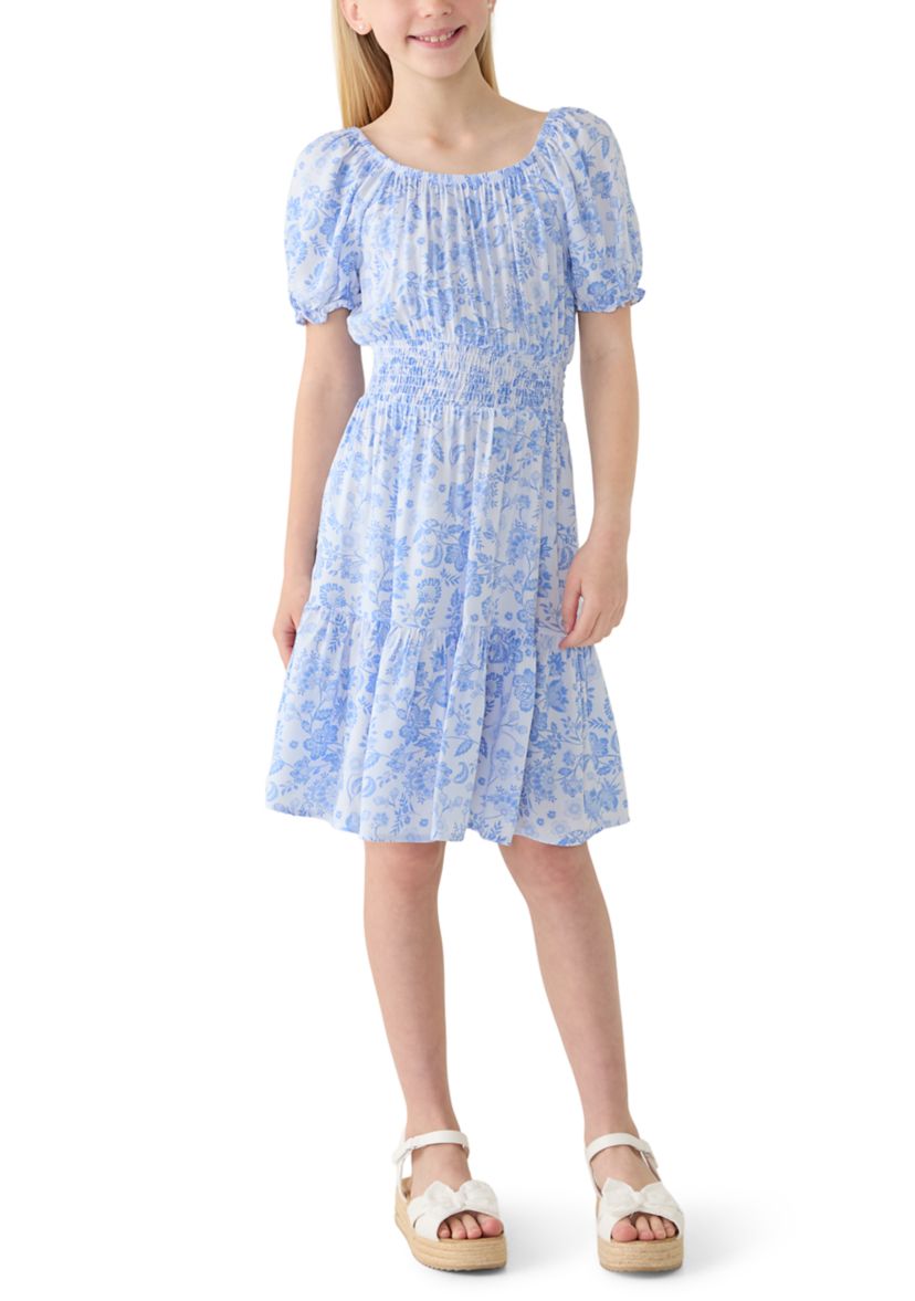 white christmas dresses Amy Byer Popover Patterned Dress Girls 7-16 - Coral main image 1