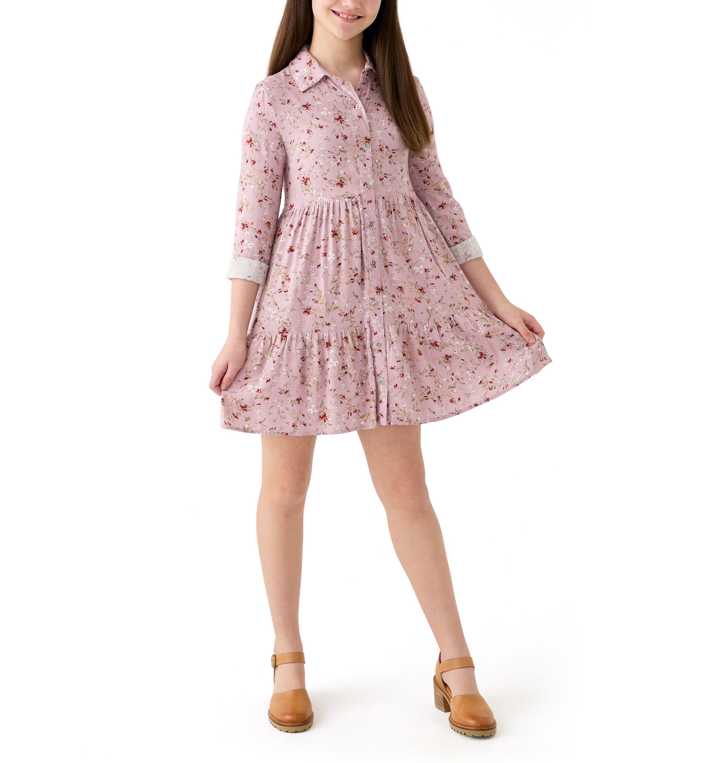 Girls 7-16 Corded Button Down Dress