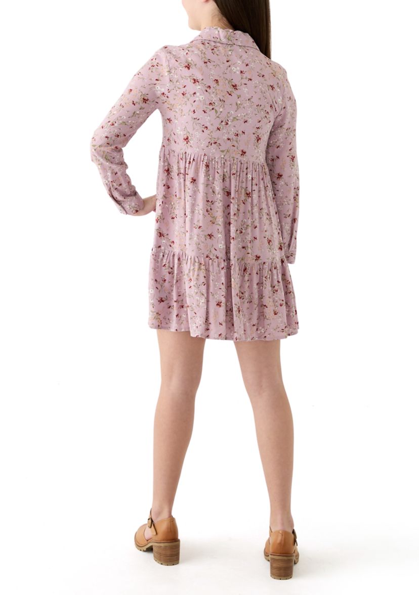 Girls 7-16 Corded Button Down Dress