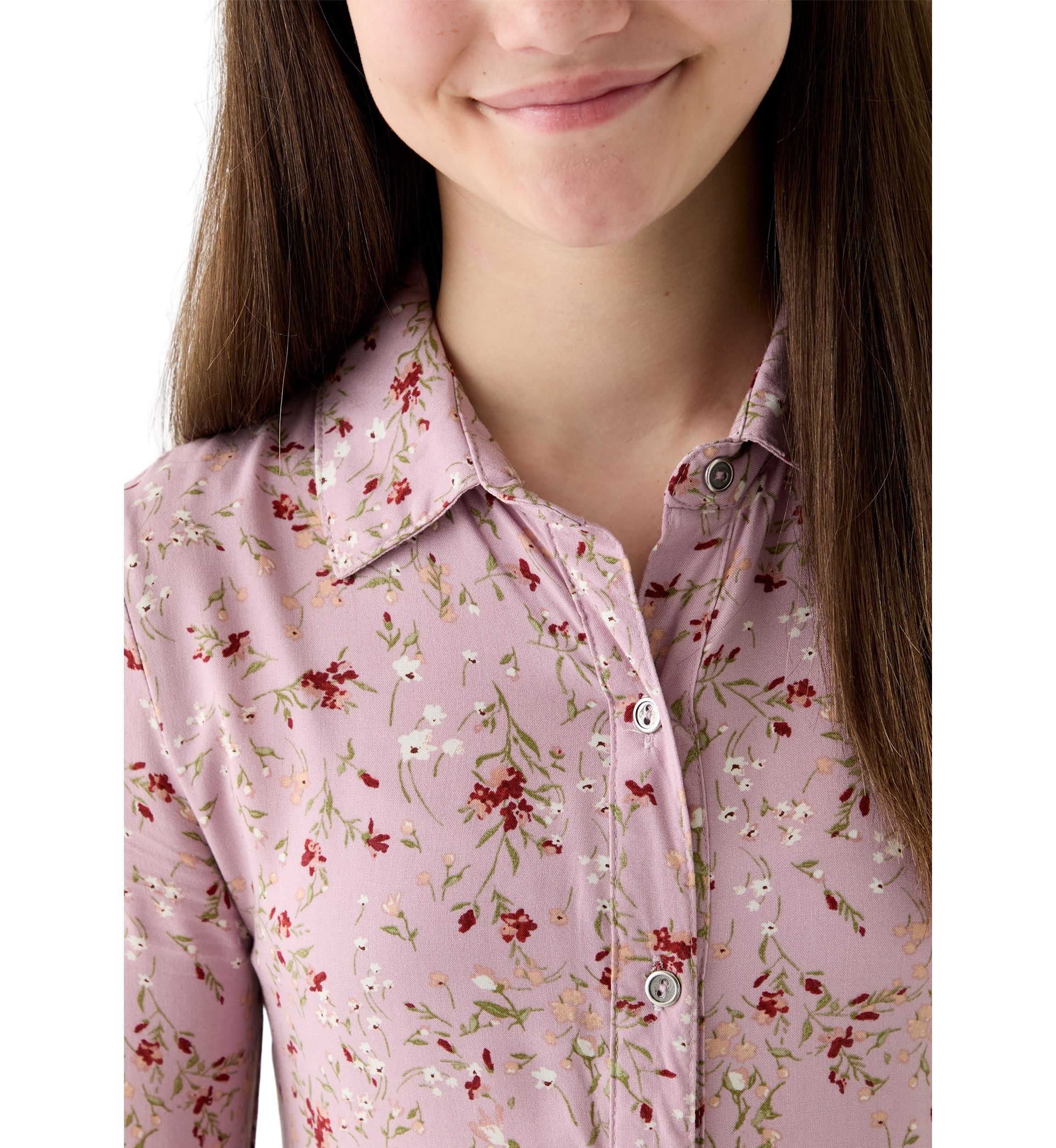 Girls 7-16 Corded Button Down Dress