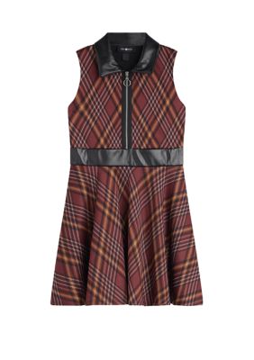 Girls 7-16 Plaid Pleather Dress