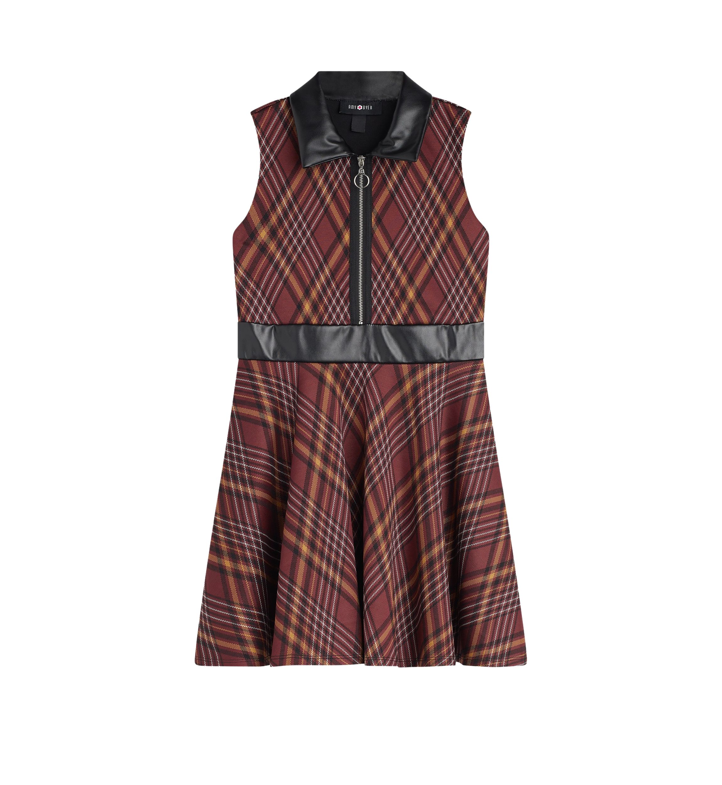Girls 7-16 Plaid Pleather Dress