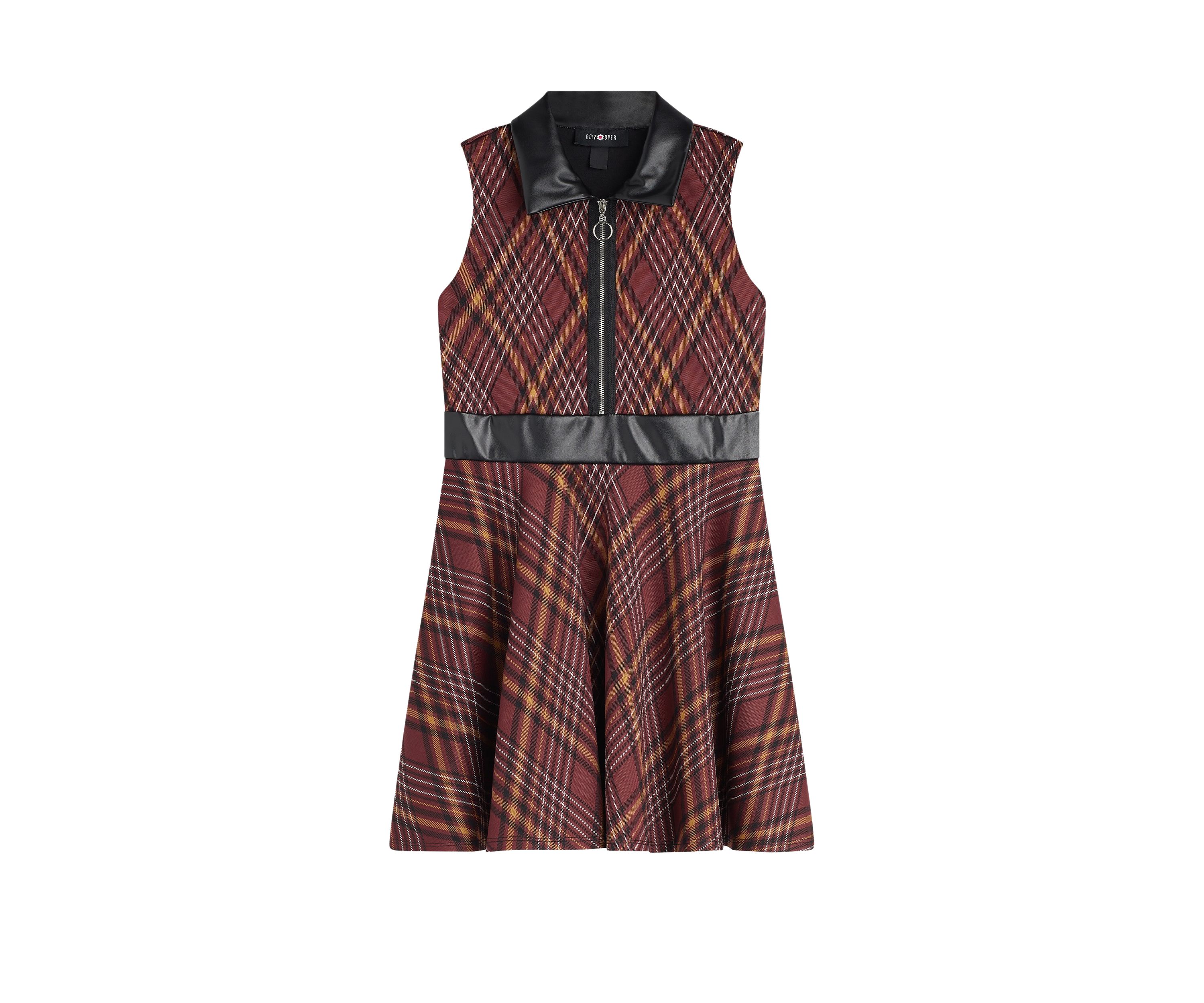 Girls 7-16 Plaid Pleather Dress