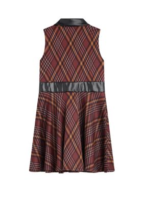 Girls 7-16 Plaid Pleather Dress