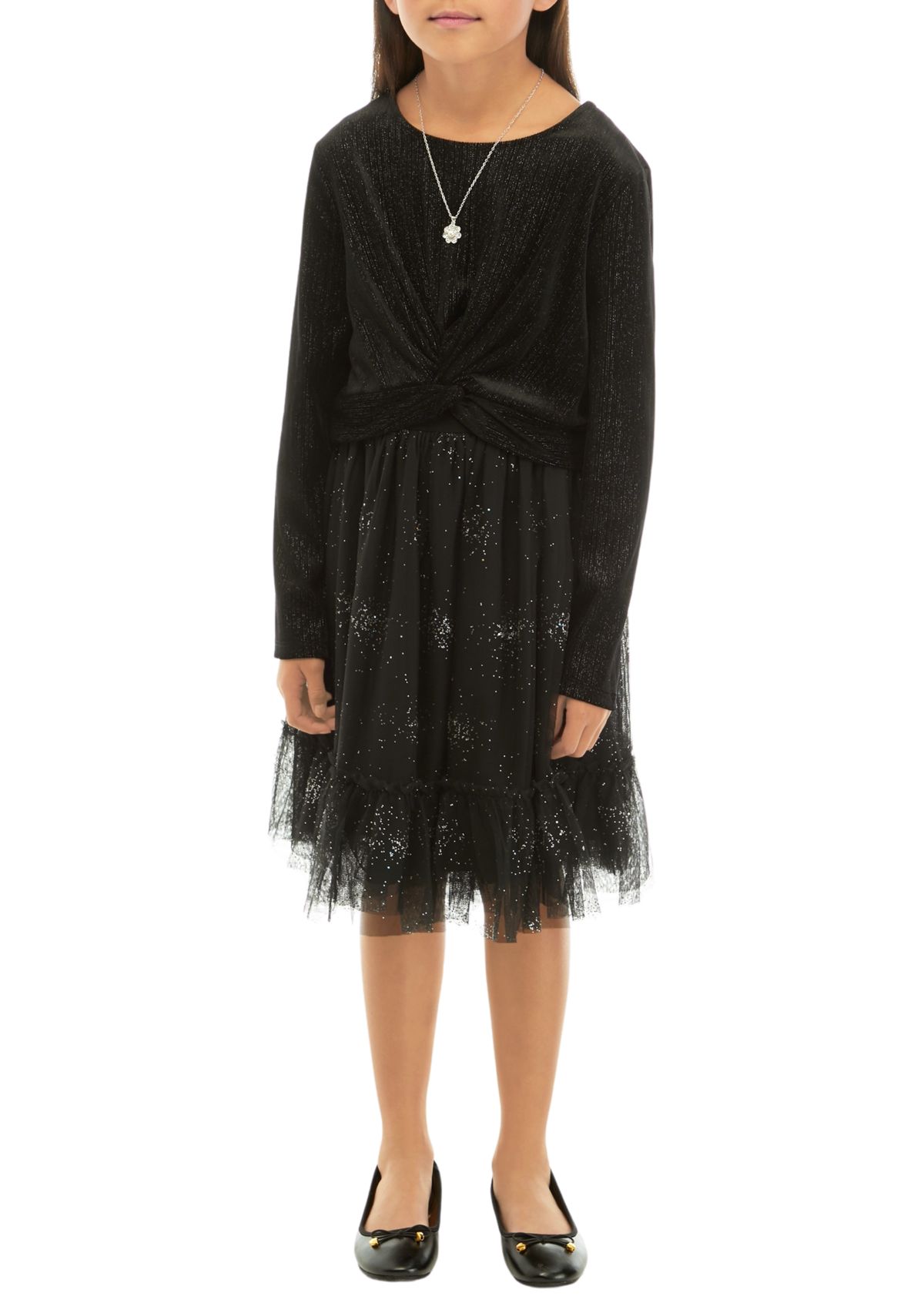 Girls 7-16 Sparkle Popover Dress