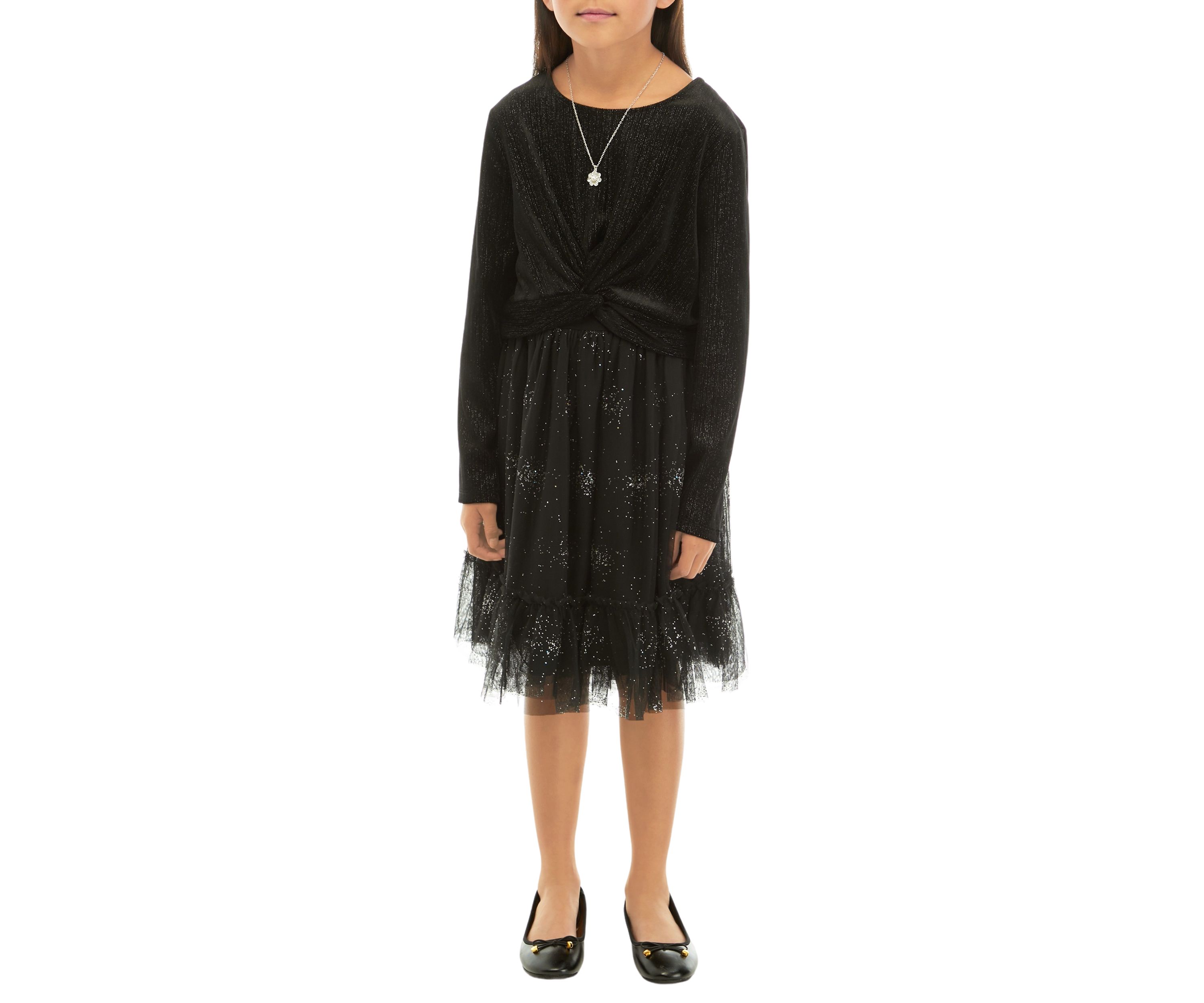 Girls 7-16 Sparkle Popover Dress