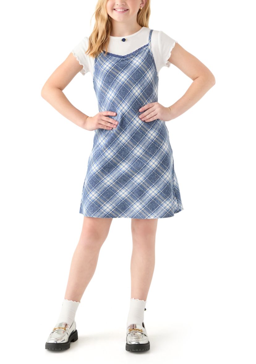 Girls 7-16 Blue Plaid Dress