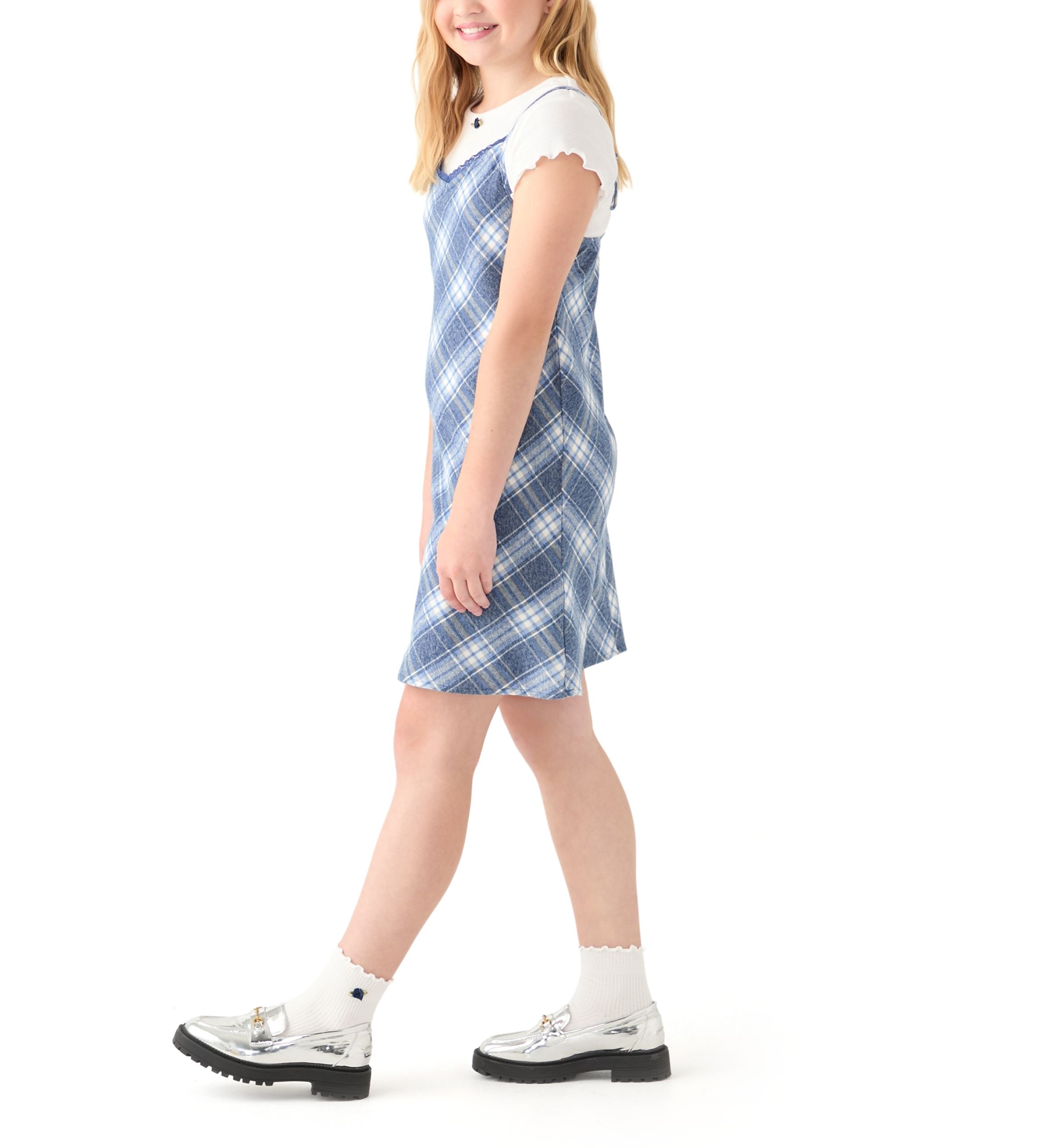 Girls 7-16 Blue Plaid Dress