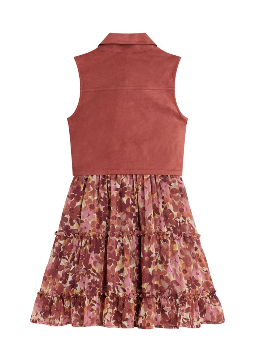 Girls 7-16 Suede Vest Dress Set