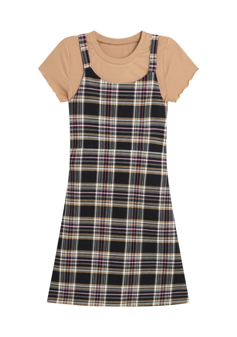 Girls 7-16 Plaid Printed Jumper Dress