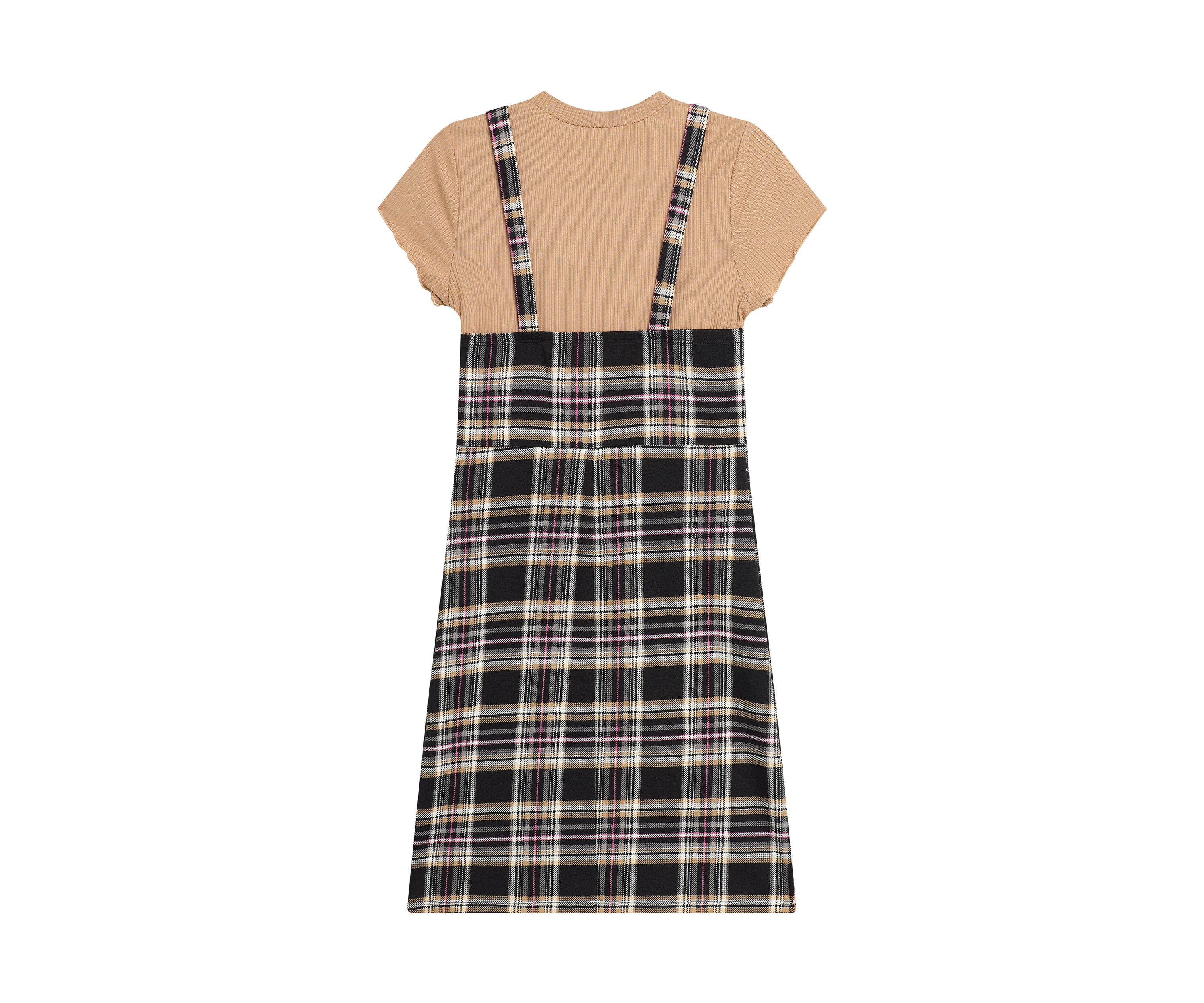 Girls 7-16 Plaid Printed Jumper Dress