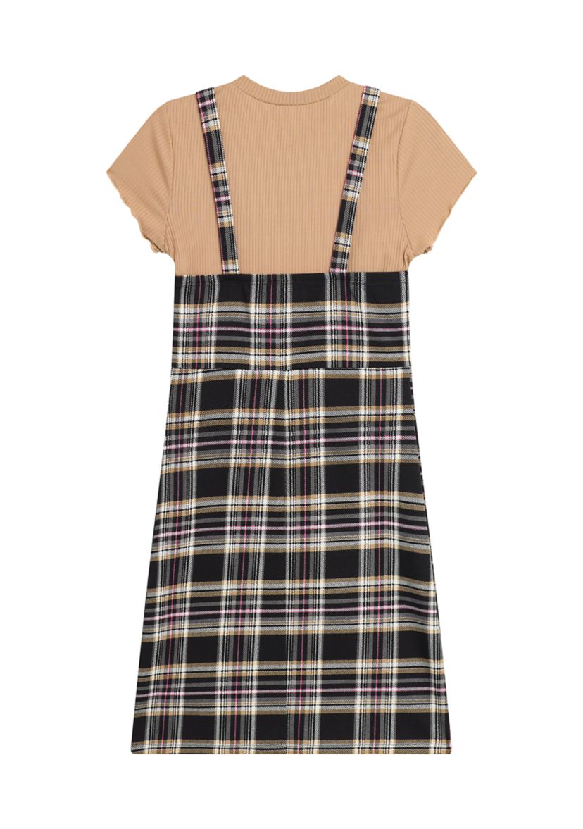 Girls 7-16 Plaid Printed Jumper Dress