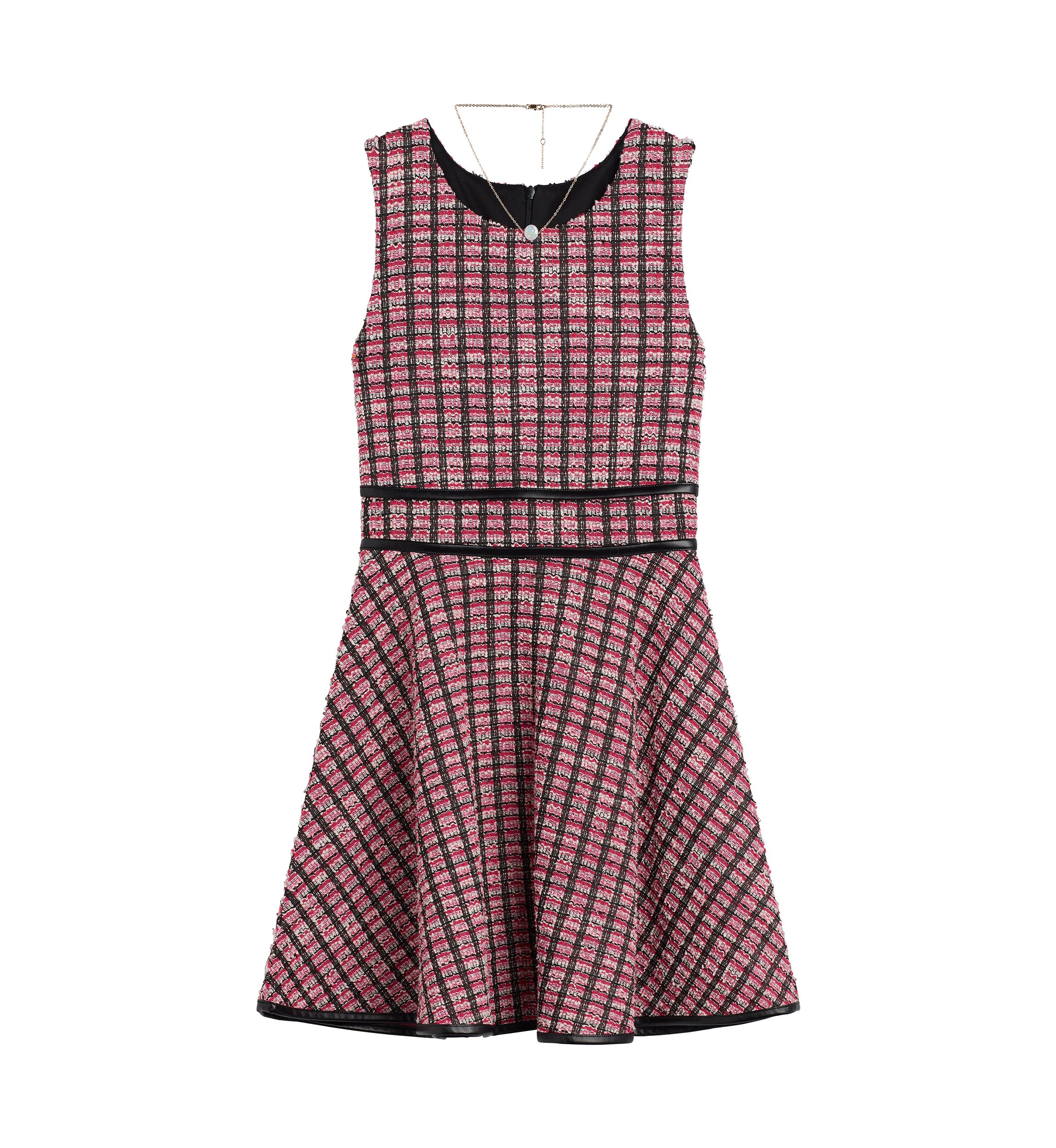 Girls 7-16 Boucle Skater Pleather Trim Dress