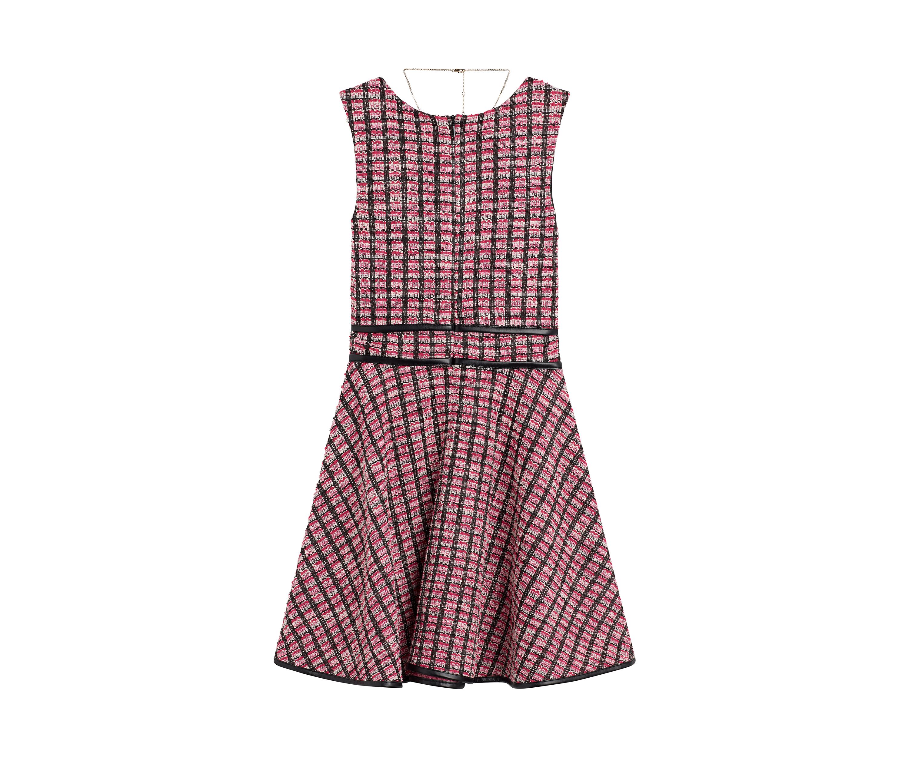 Girls 7-16 Boucle Skater Pleather Trim Dress