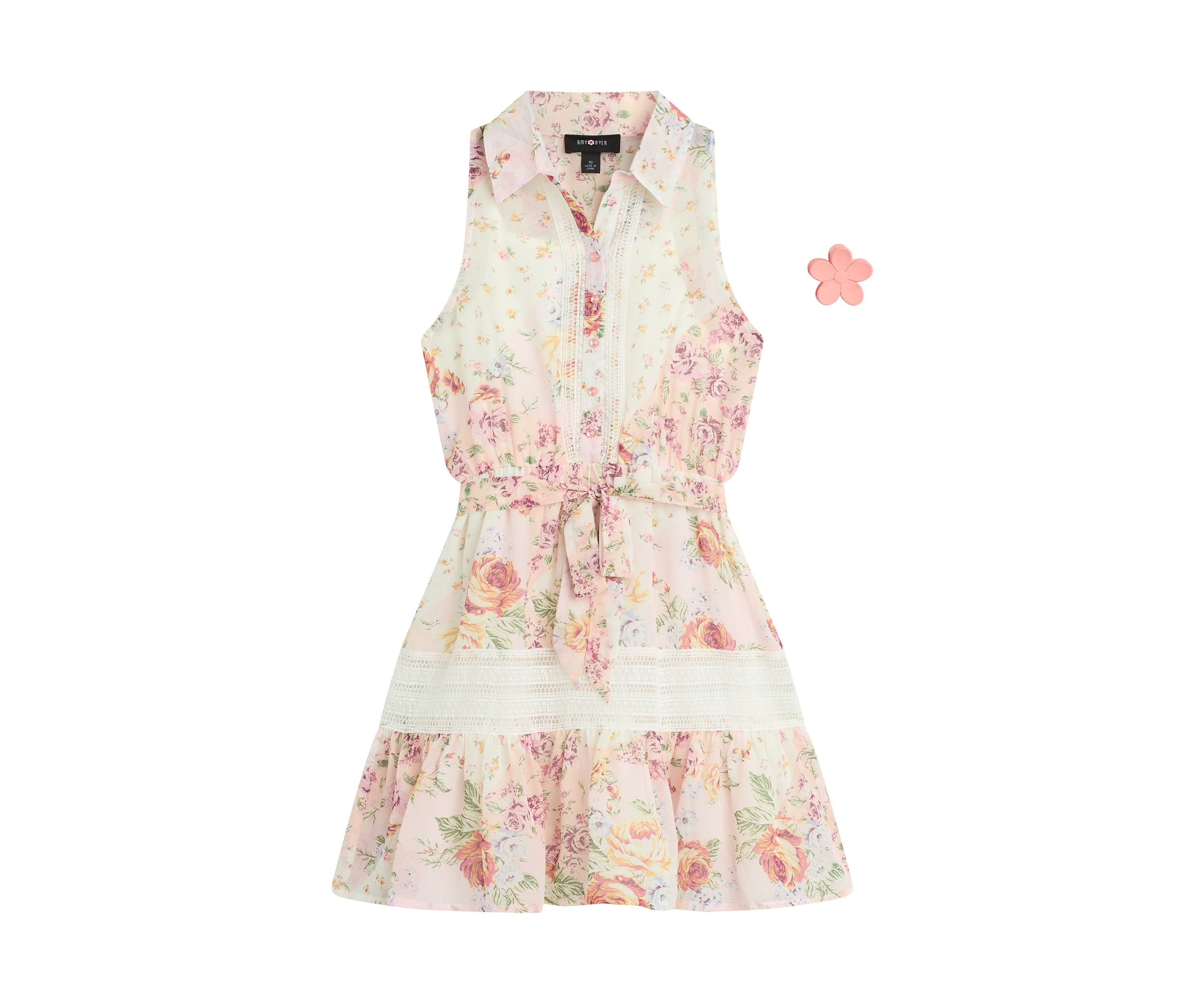 Girls 7-16 Patchwork Shirtdress with Accessory 