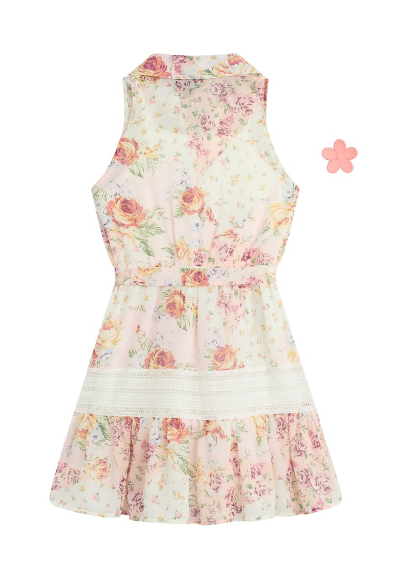 Girls 7-16 Patchwork Shirtdress with Accessory 