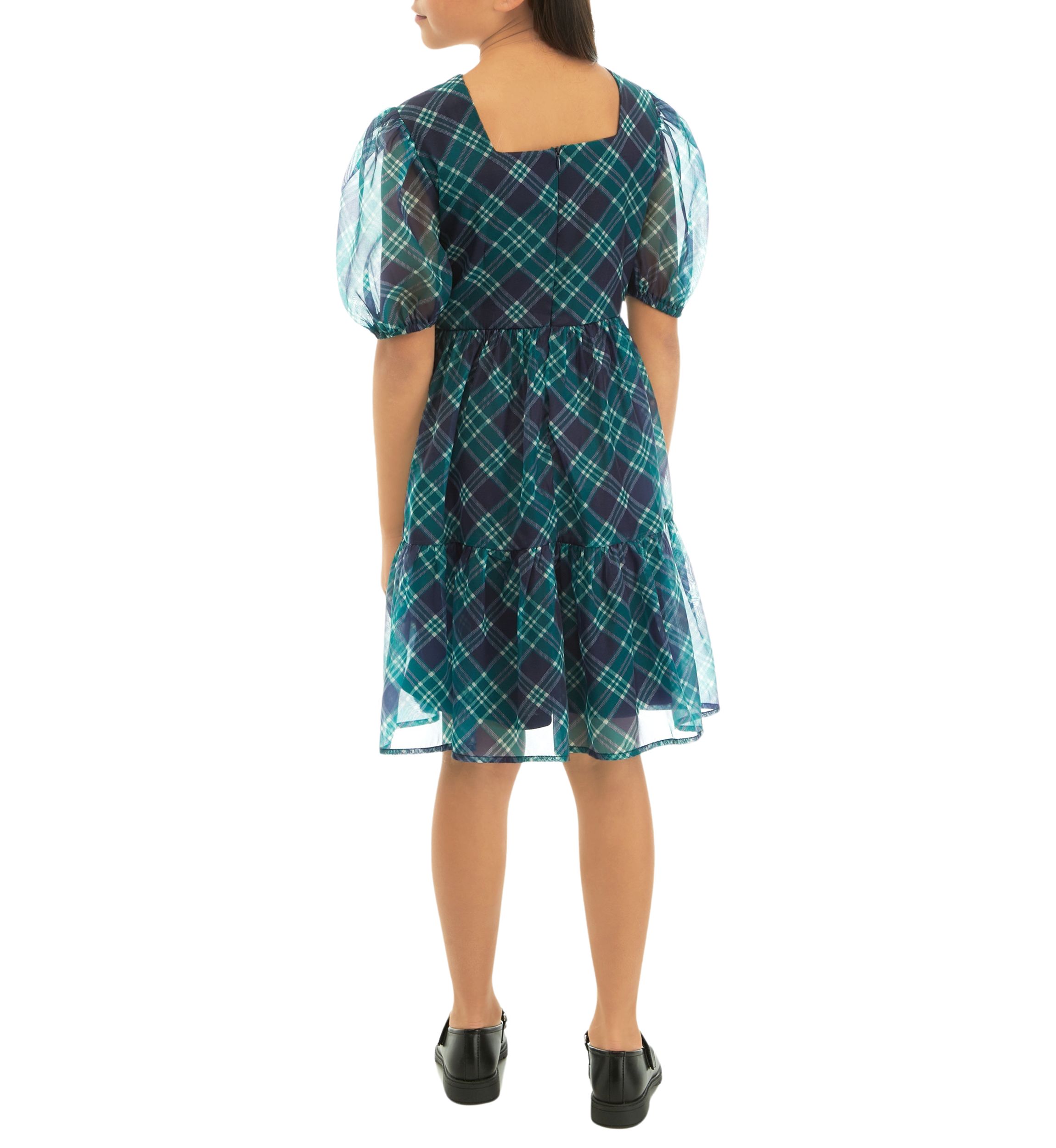 Girls 7-16 Organza Plaid Dress