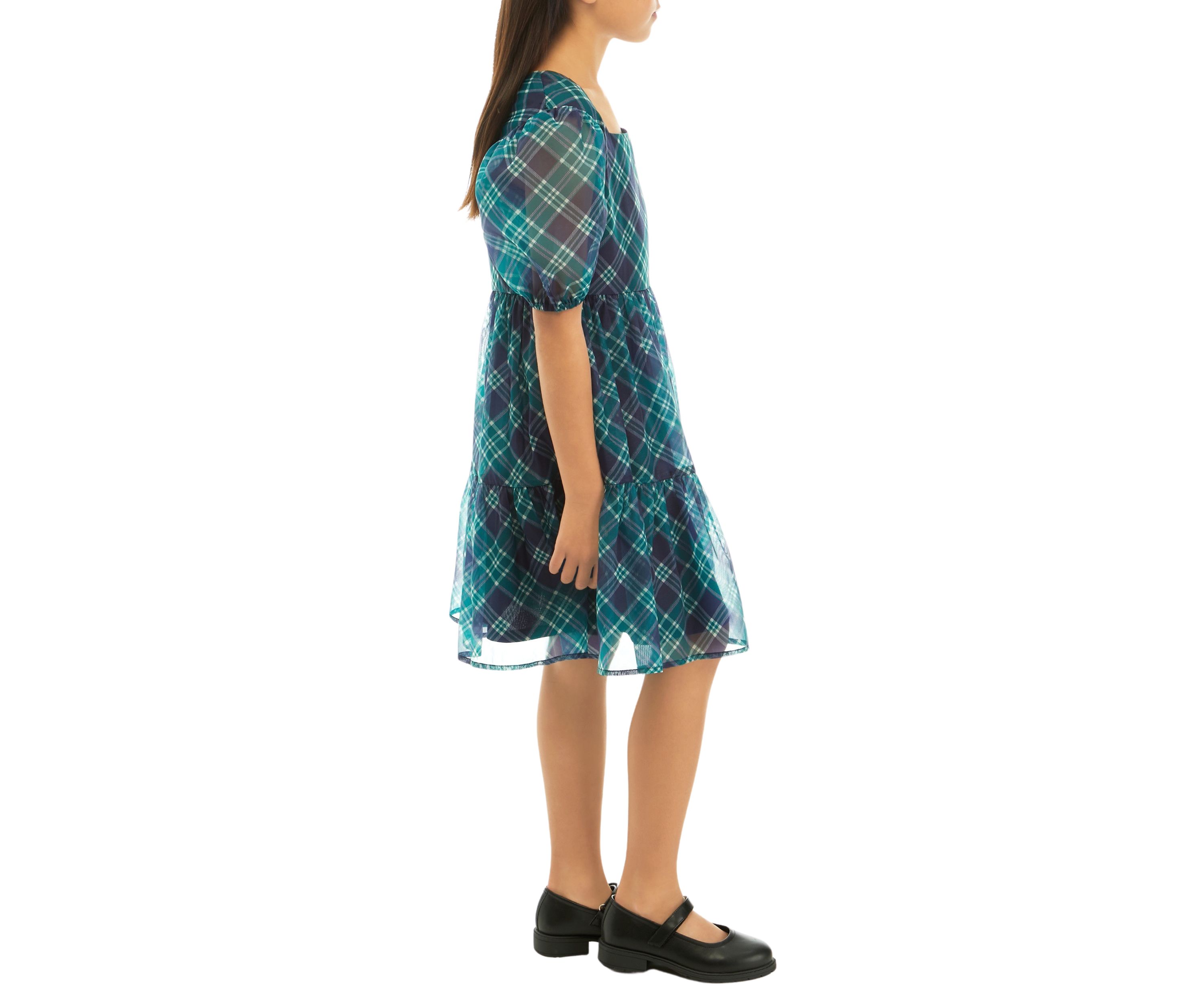 Girls 7-16 Organza Plaid Dress
