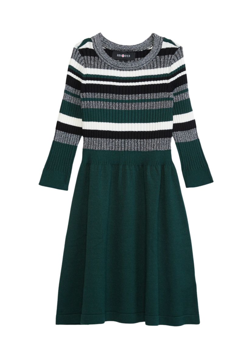 Girls 4-6x Metallic Stripe Sweater Dress