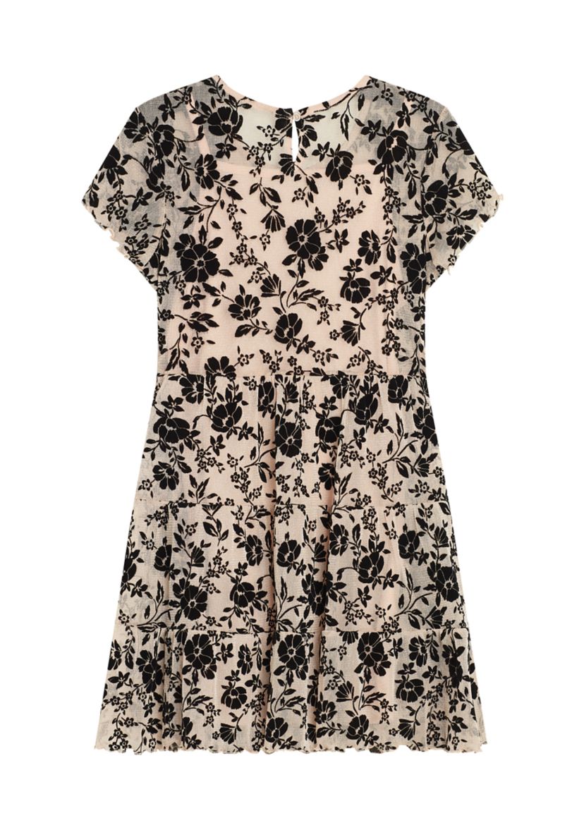 Girls 7-16 Fuzzy Jacket with Flocked Dress