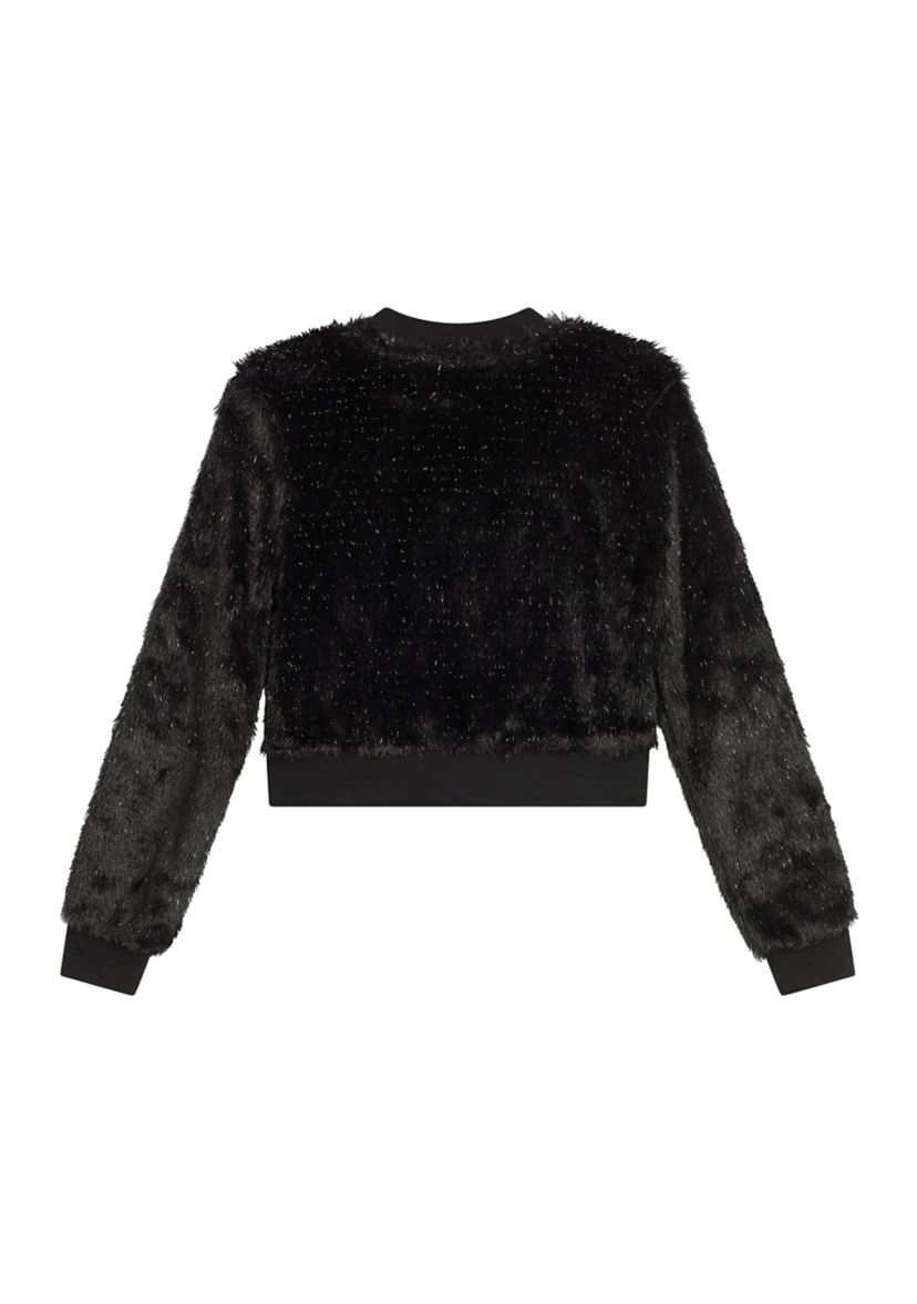 Girls 7-16 Fuzzy Jacket with Flocked Dress