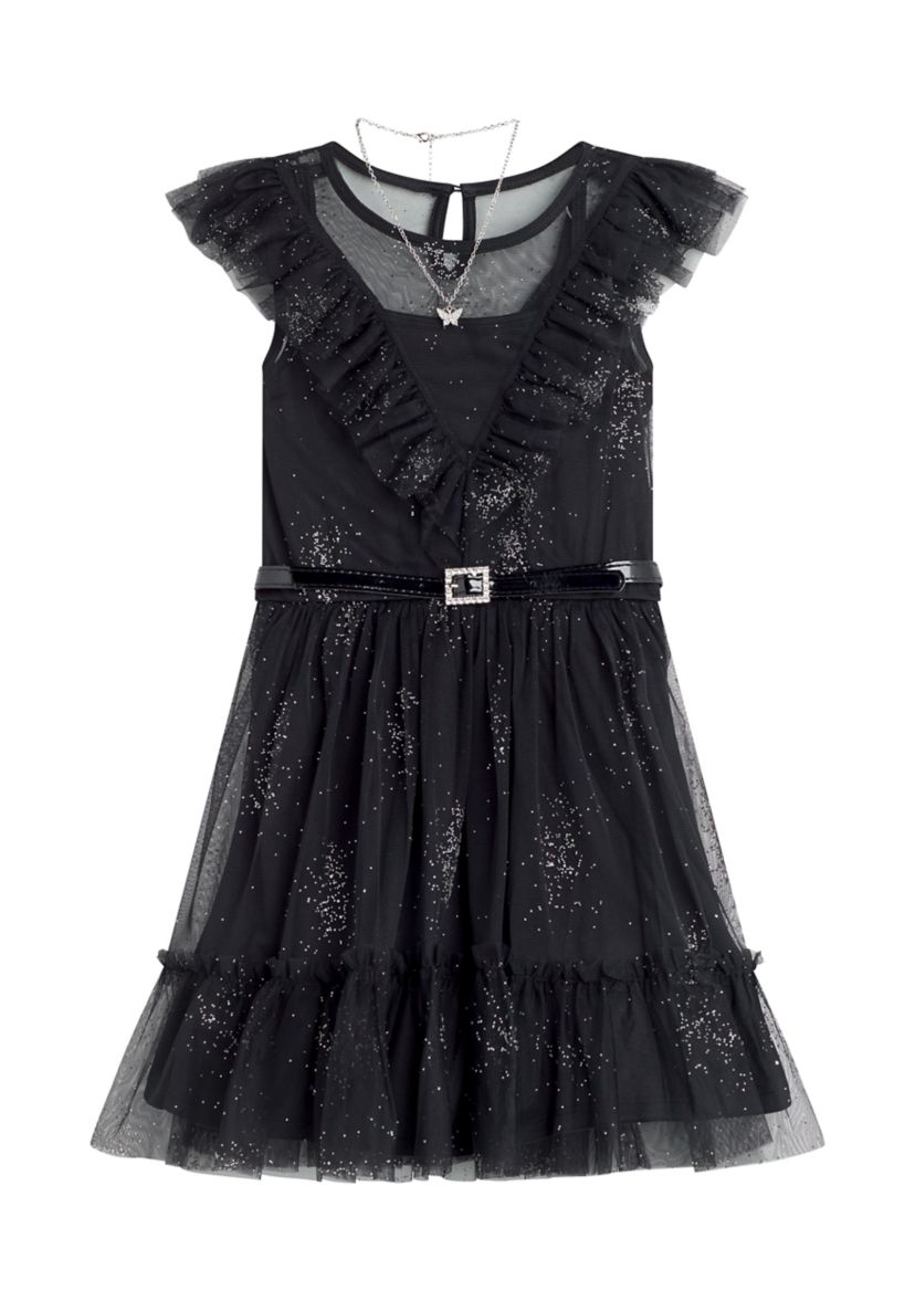 Girls 7-16 Sparkle Belted Dress