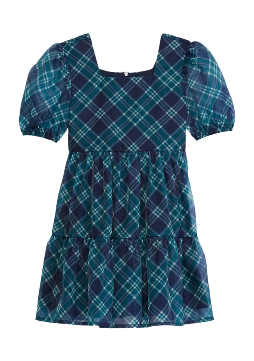Girls 4-6x Organza Plaid Dress