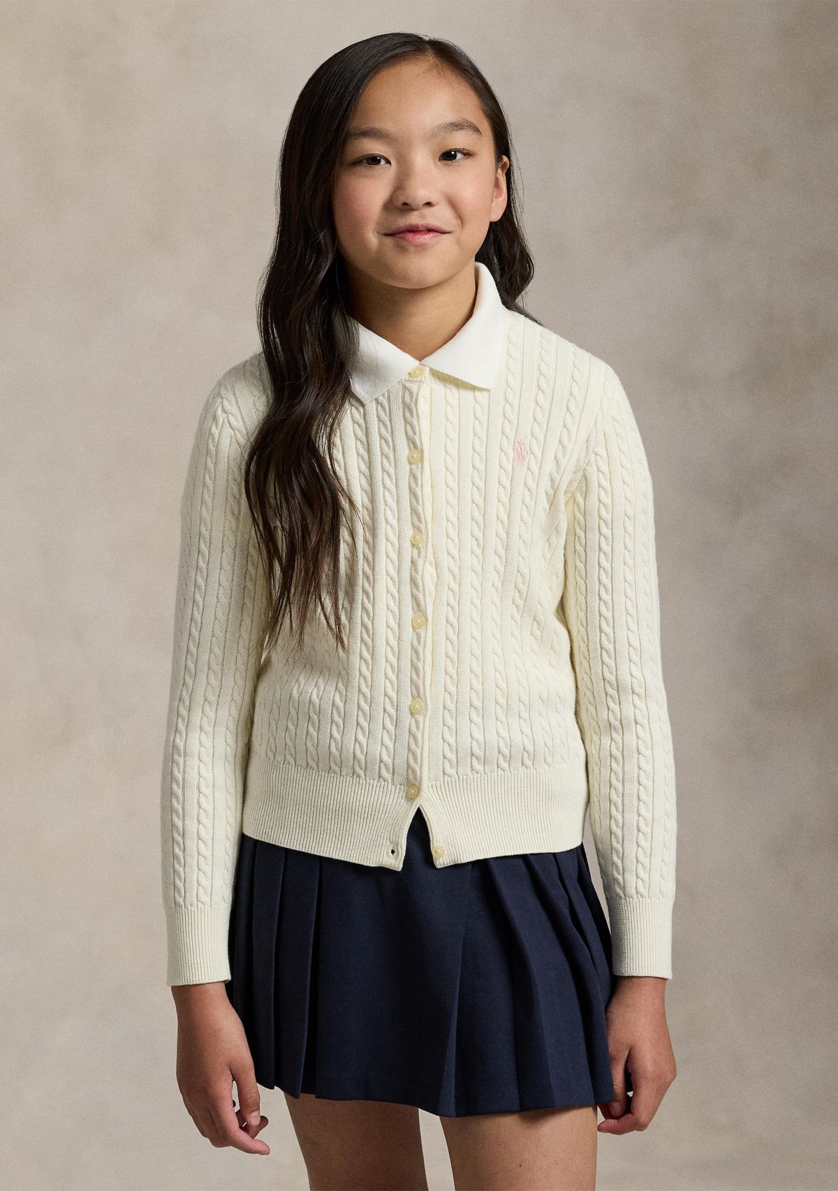 Girls 7-16 Mini-Cable Cotton Cardigan