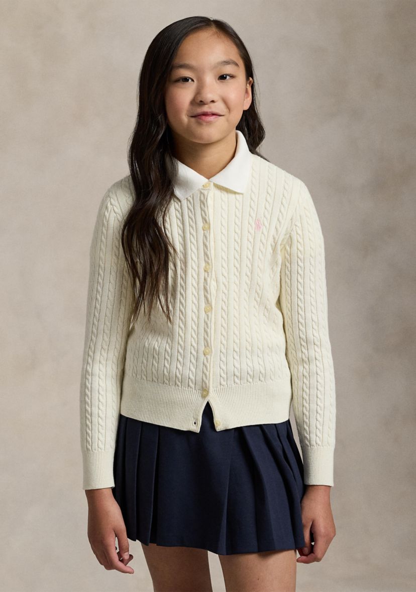 Girls 7-16 Mini-Cable Cotton Cardigan