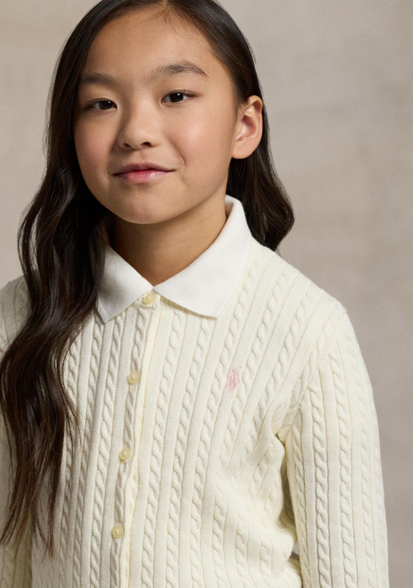 Girls 7-16 Mini-Cable Cotton Cardigan