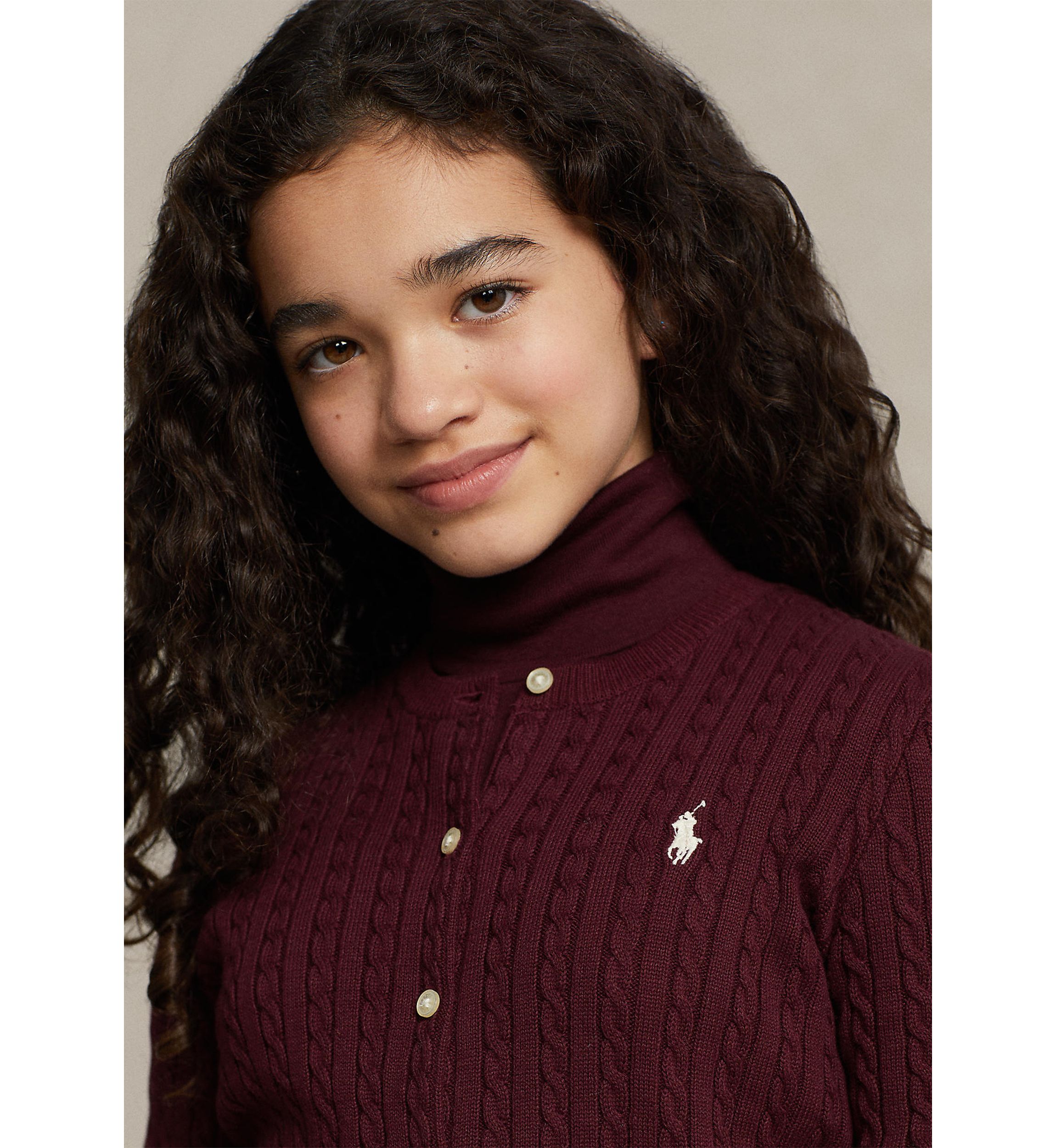 Girls 7-16 Mini-Cable Cotton Cardigan